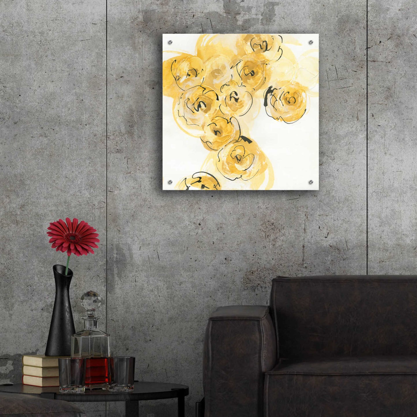 Epic Art 'Yellow Roses Anew I' by Chris Paschke, Acrylic Glass Wall Art,24x24