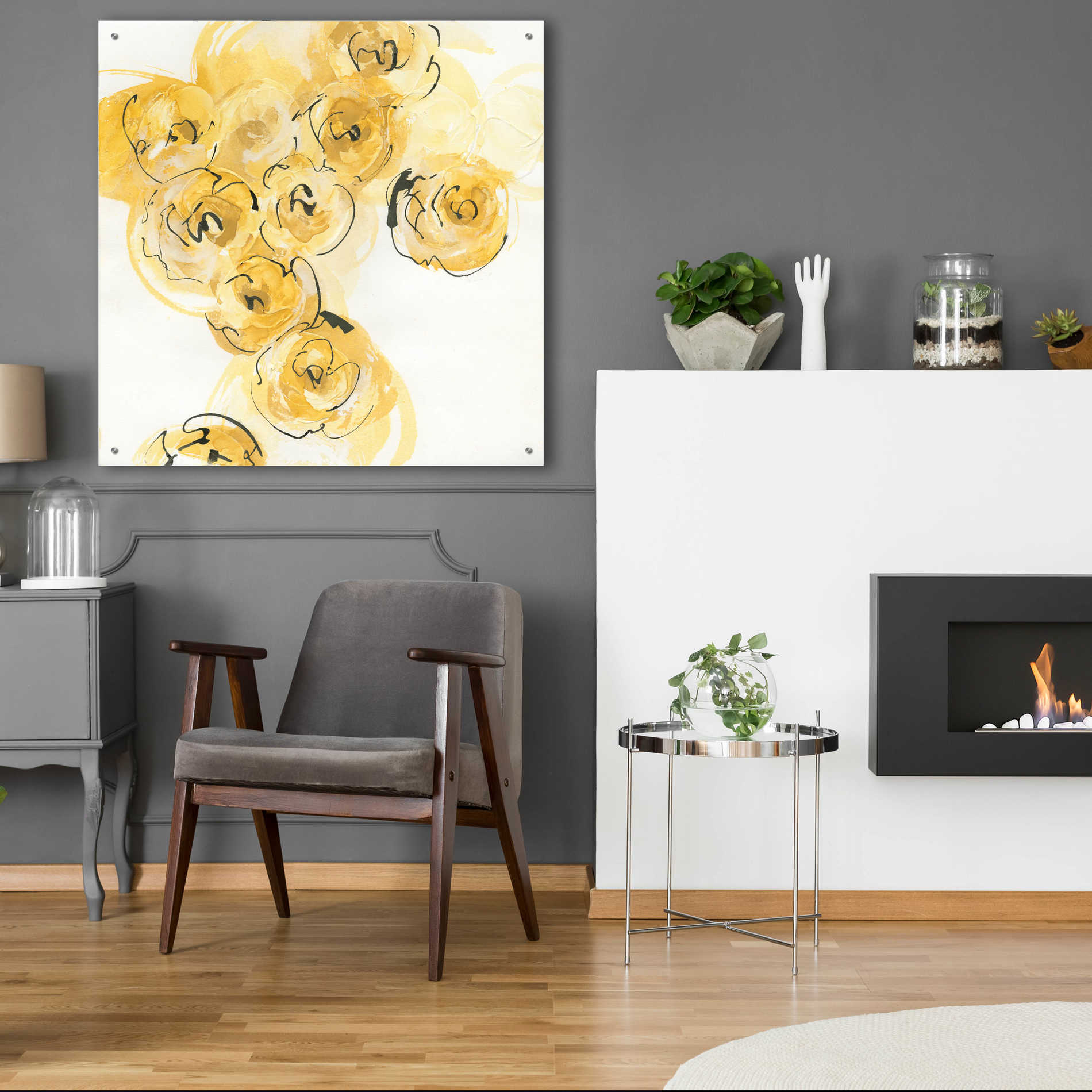 Epic Art 'Yellow Roses Anew I' by Chris Paschke, Acrylic Glass Wall Art,36x36