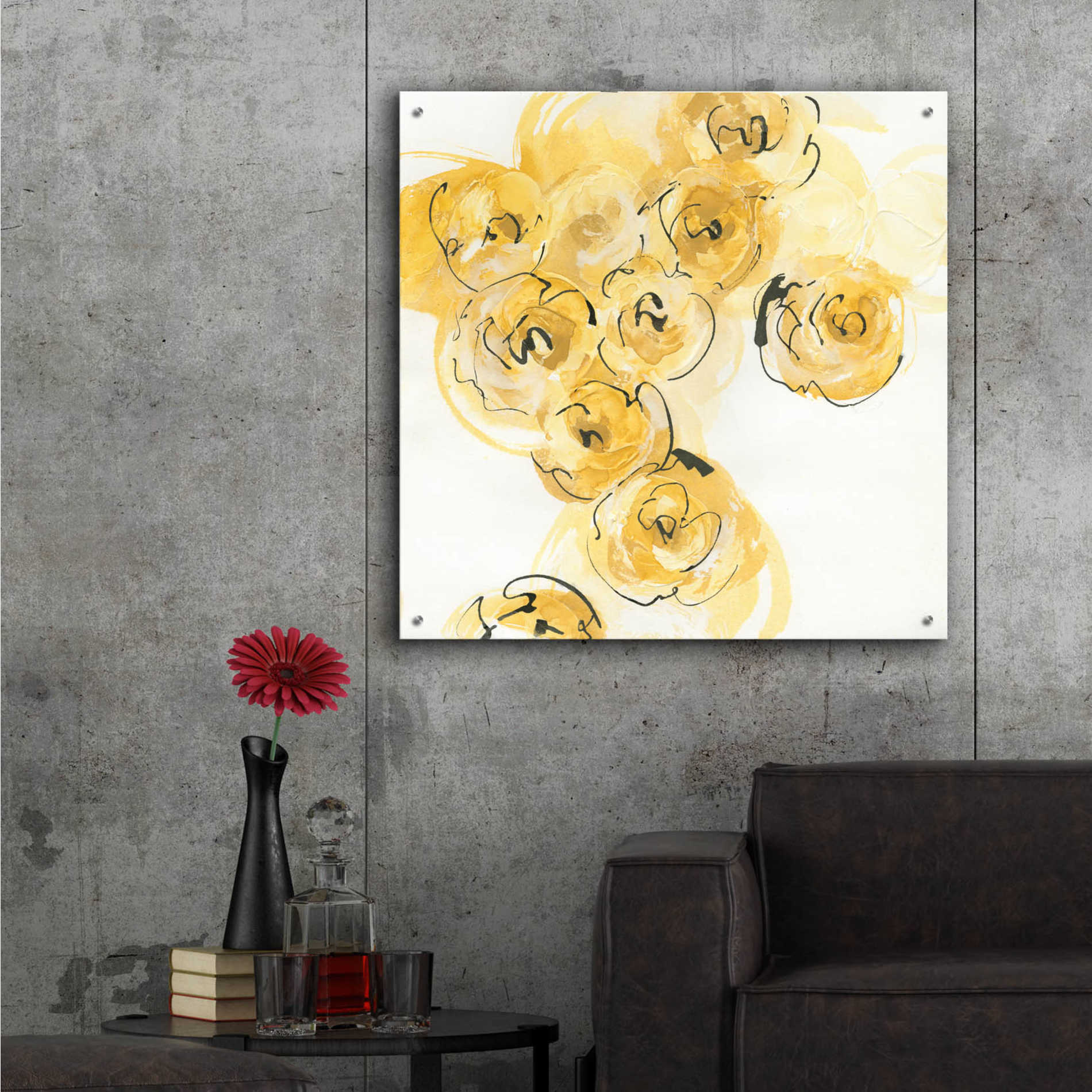 Epic Art 'Yellow Roses Anew I' by Chris Paschke, Acrylic Glass Wall Art,36x36