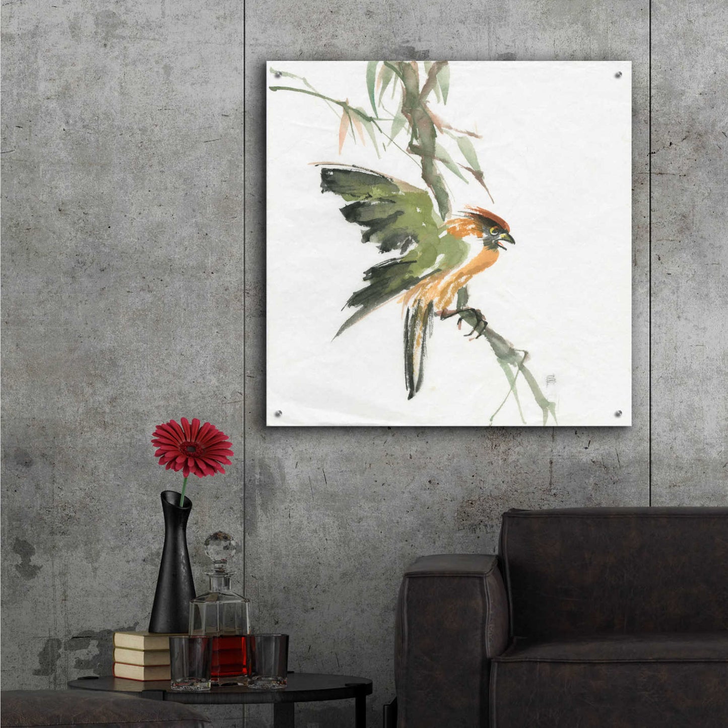 Epic Art 'Formosan Firecrest' by Chris Paschke, Acrylic Glass Wall Art,36x36