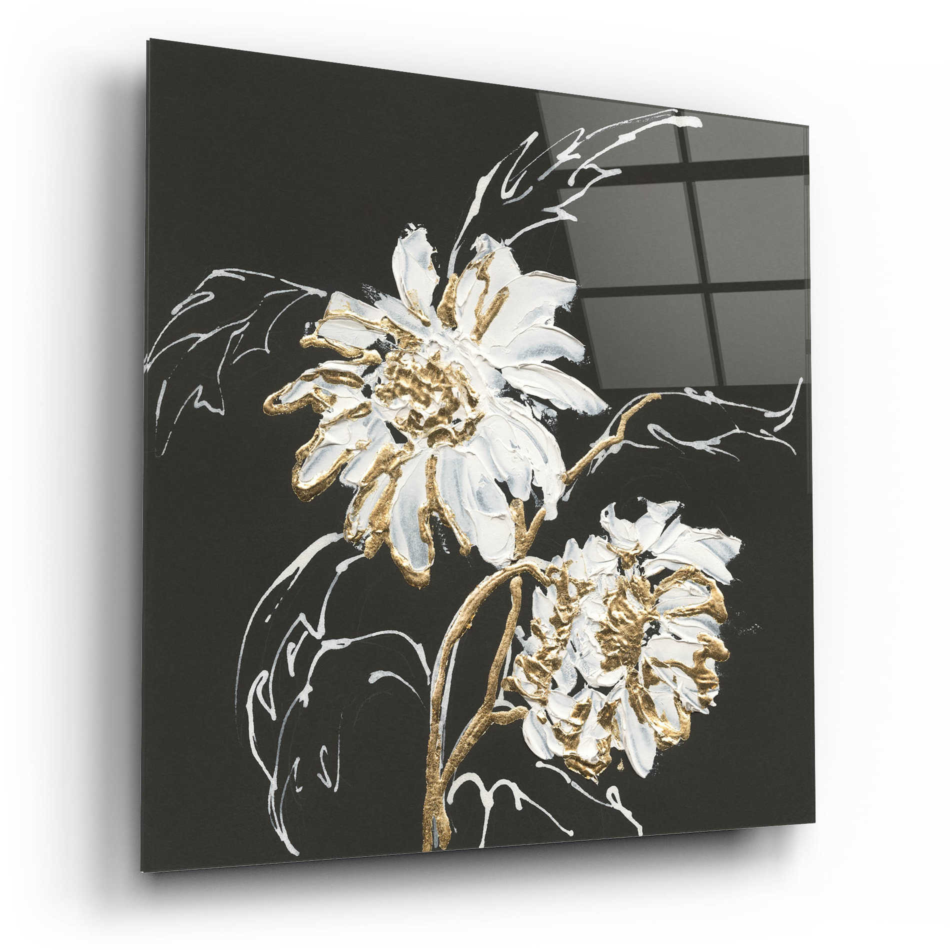 Epic Art 'Gilded Sunflowers' by Chris Paschke, Acrylic Glass Wall Art,12x12