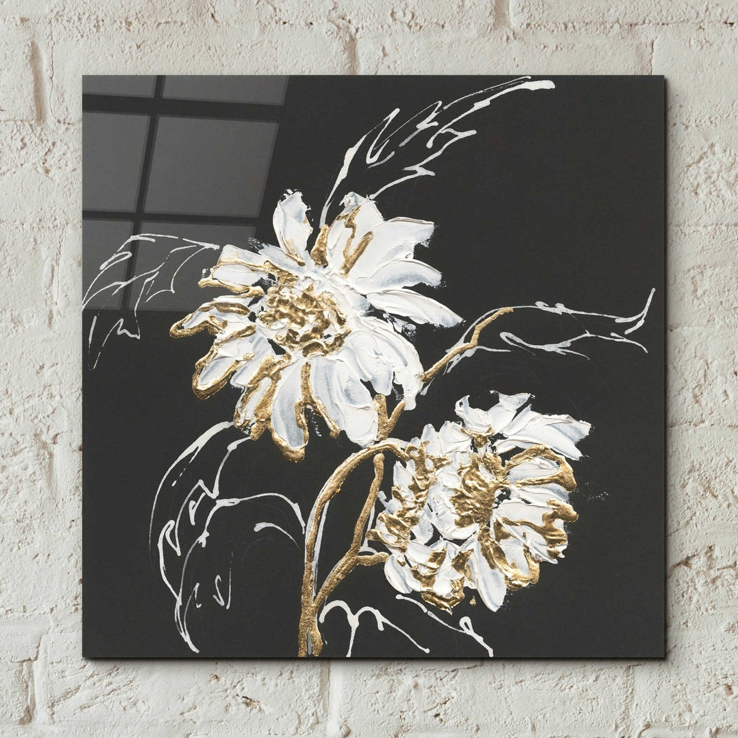 Epic Art 'Gilded Sunflowers' by Chris Paschke, Acrylic Glass Wall Art,12x12