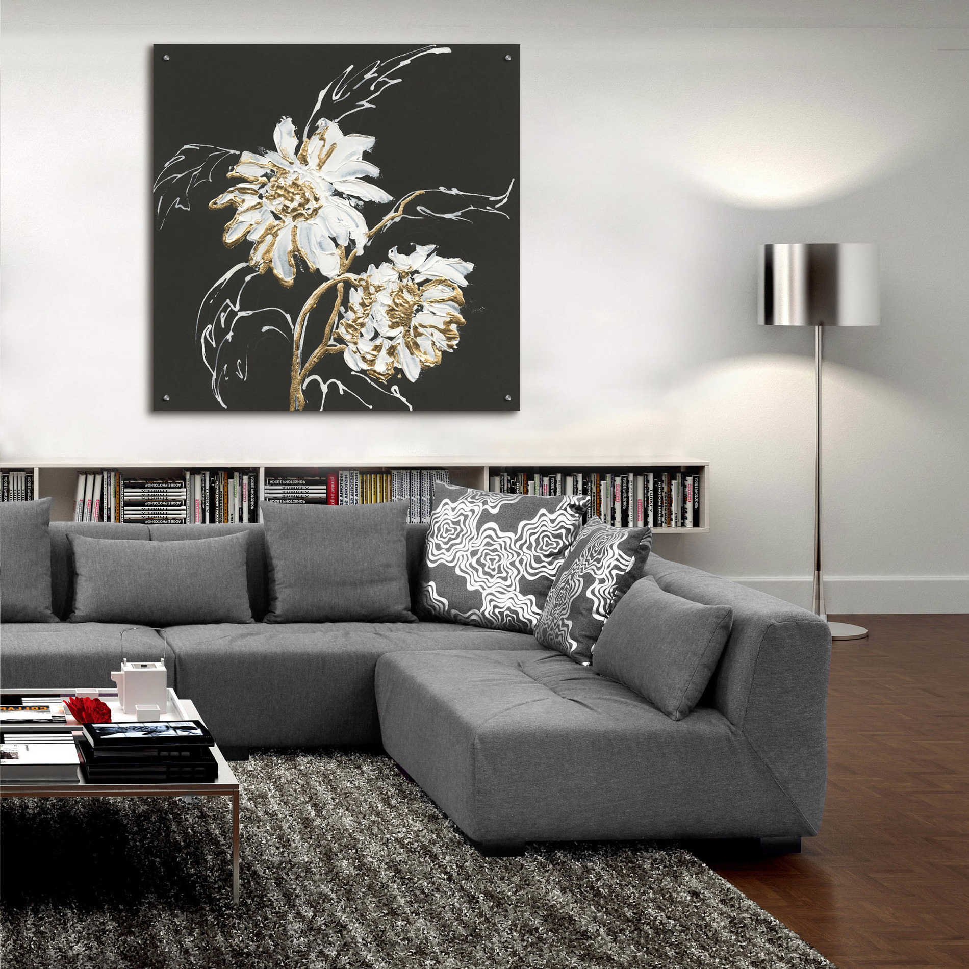 Epic Art 'Gilded Sunflowers' by Chris Paschke, Acrylic Glass Wall Art,36x36