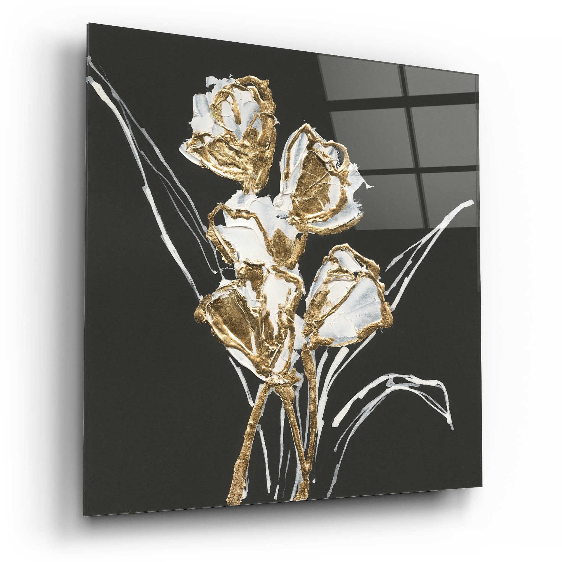 Epic Art 'Gilded Tulips' by Chris Paschke, Acrylic Glass Wall Art,12x12