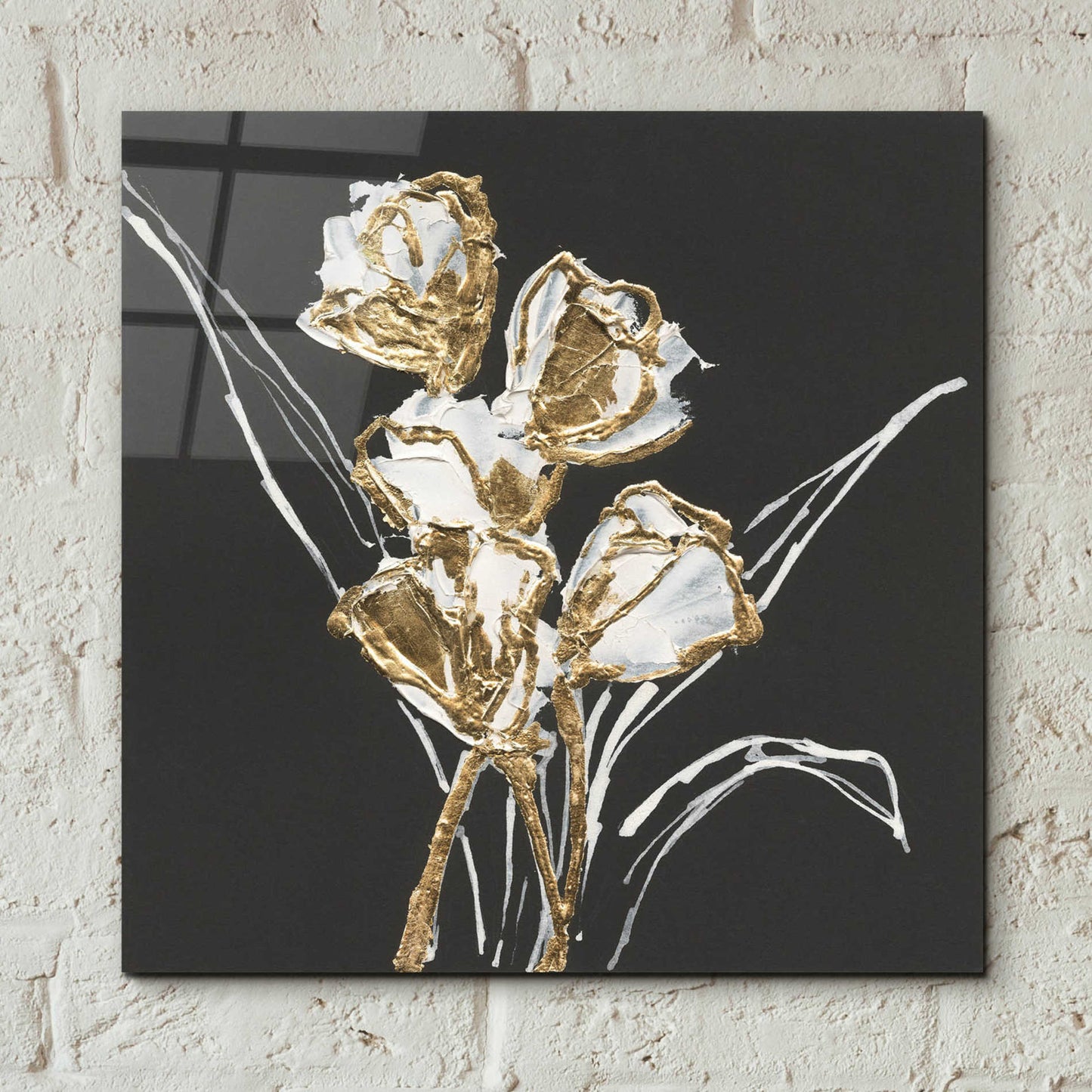 Epic Art 'Gilded Tulips' by Chris Paschke, Acrylic Glass Wall Art,12x12