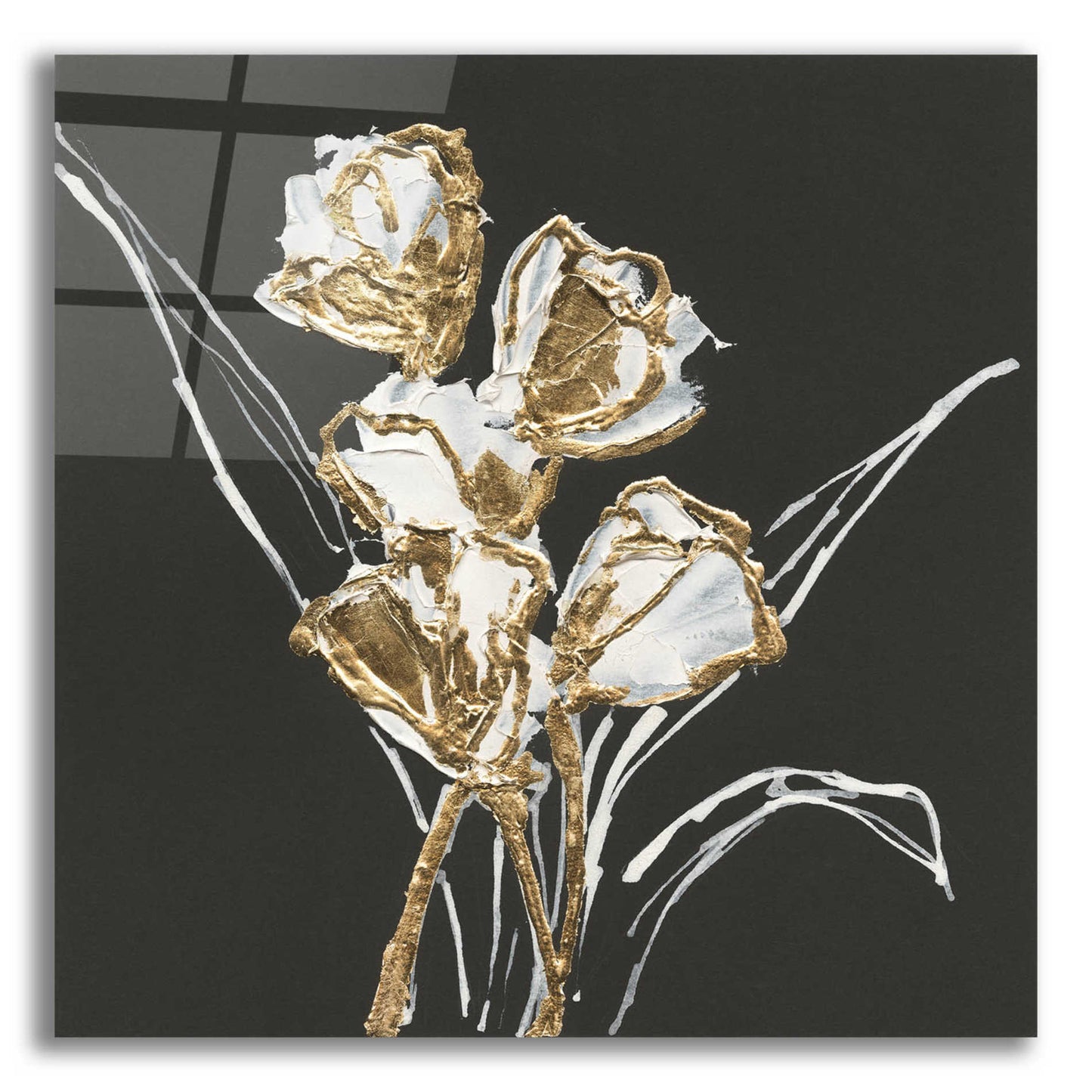 Epic Art 'Gilded Tulips' by Chris Paschke, Acrylic Glass Wall Art,12x12