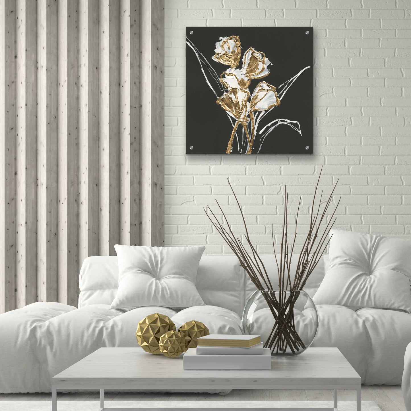 Epic Art 'Gilded Tulips' by Chris Paschke, Acrylic Glass Wall Art,24x24