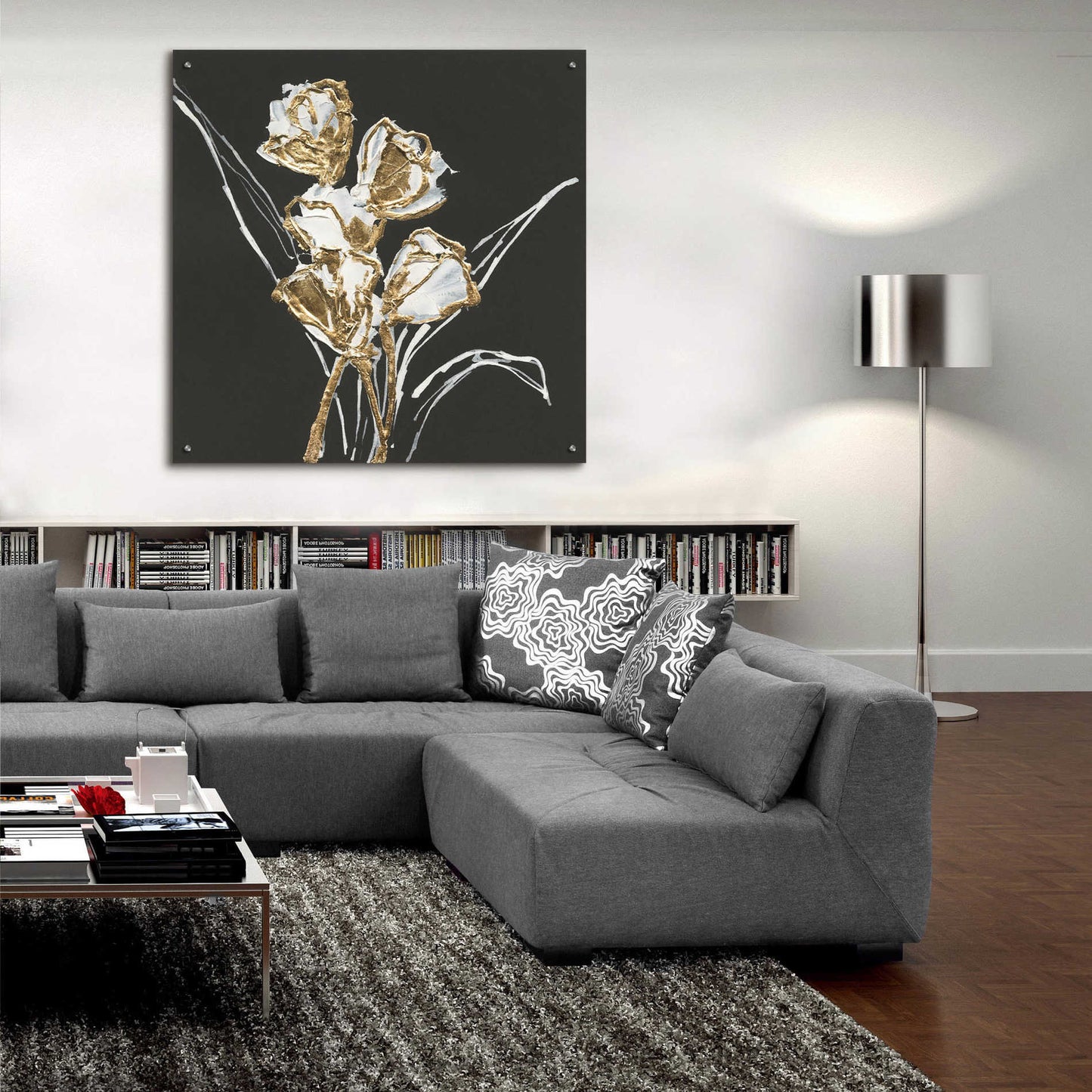 Epic Art 'Gilded Tulips' by Chris Paschke, Acrylic Glass Wall Art,36x36