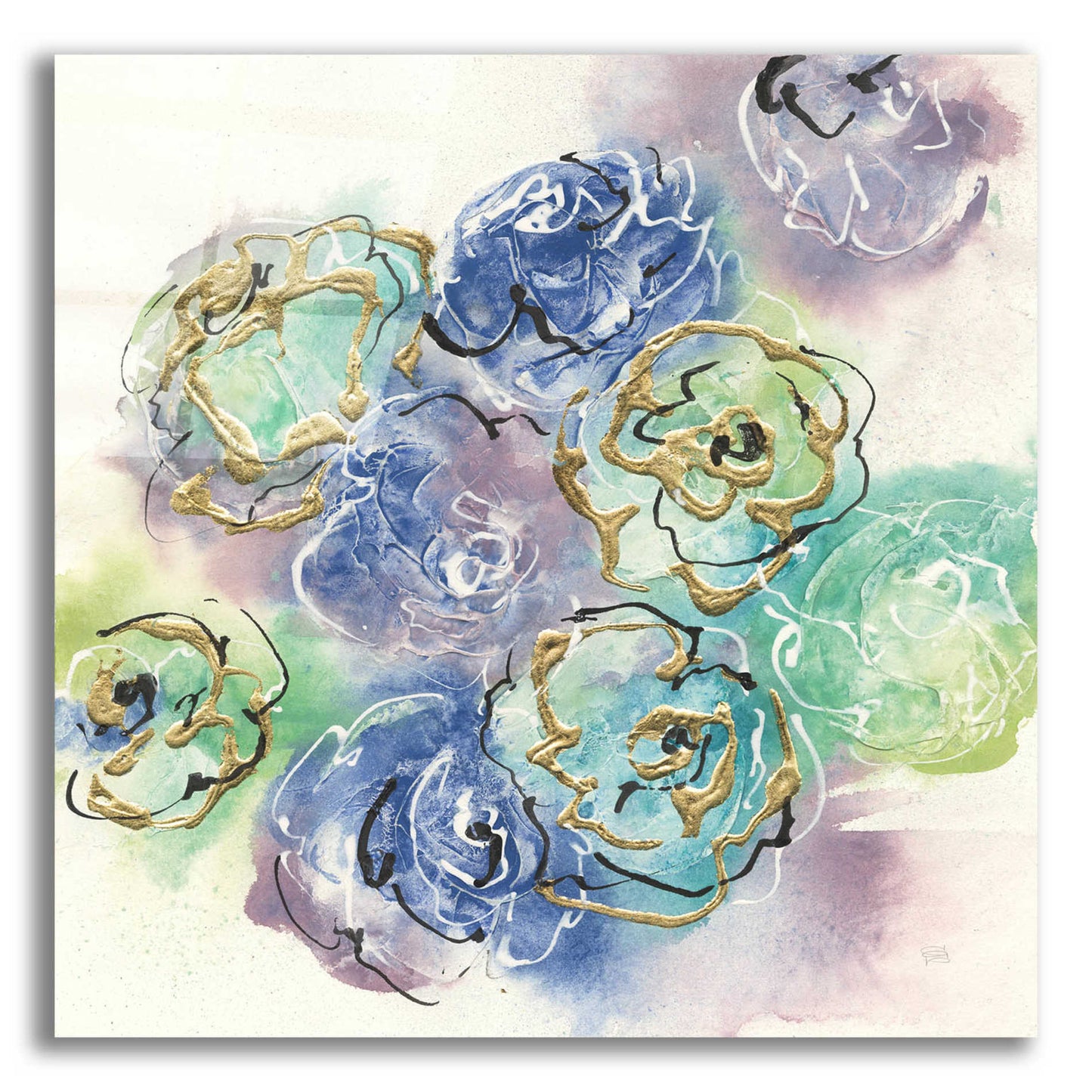 Epic Art 'Gold Edged Roses I' by Chris Paschke, Acrylic Glass Wall Art,12x12