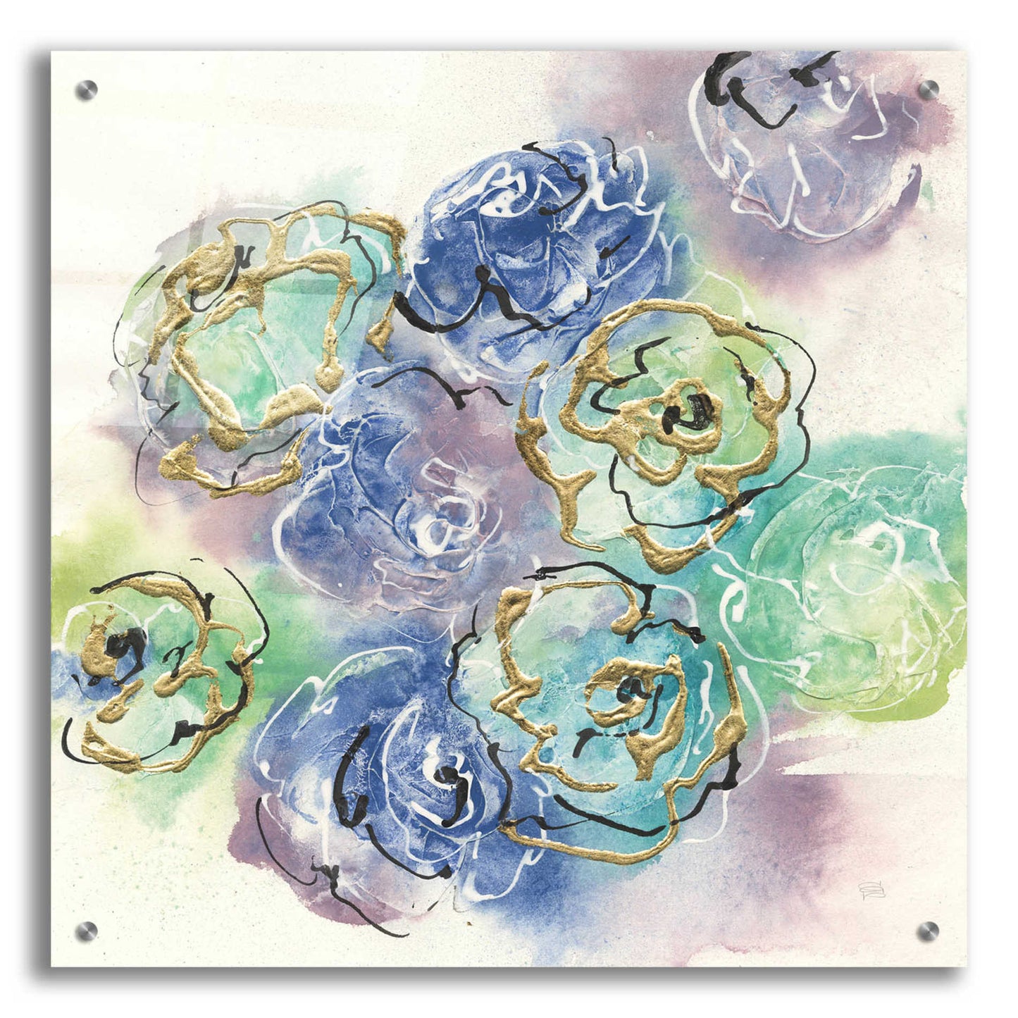 Epic Art 'Gold Edged Roses I' by Chris Paschke, Acrylic Glass Wall Art,24x24