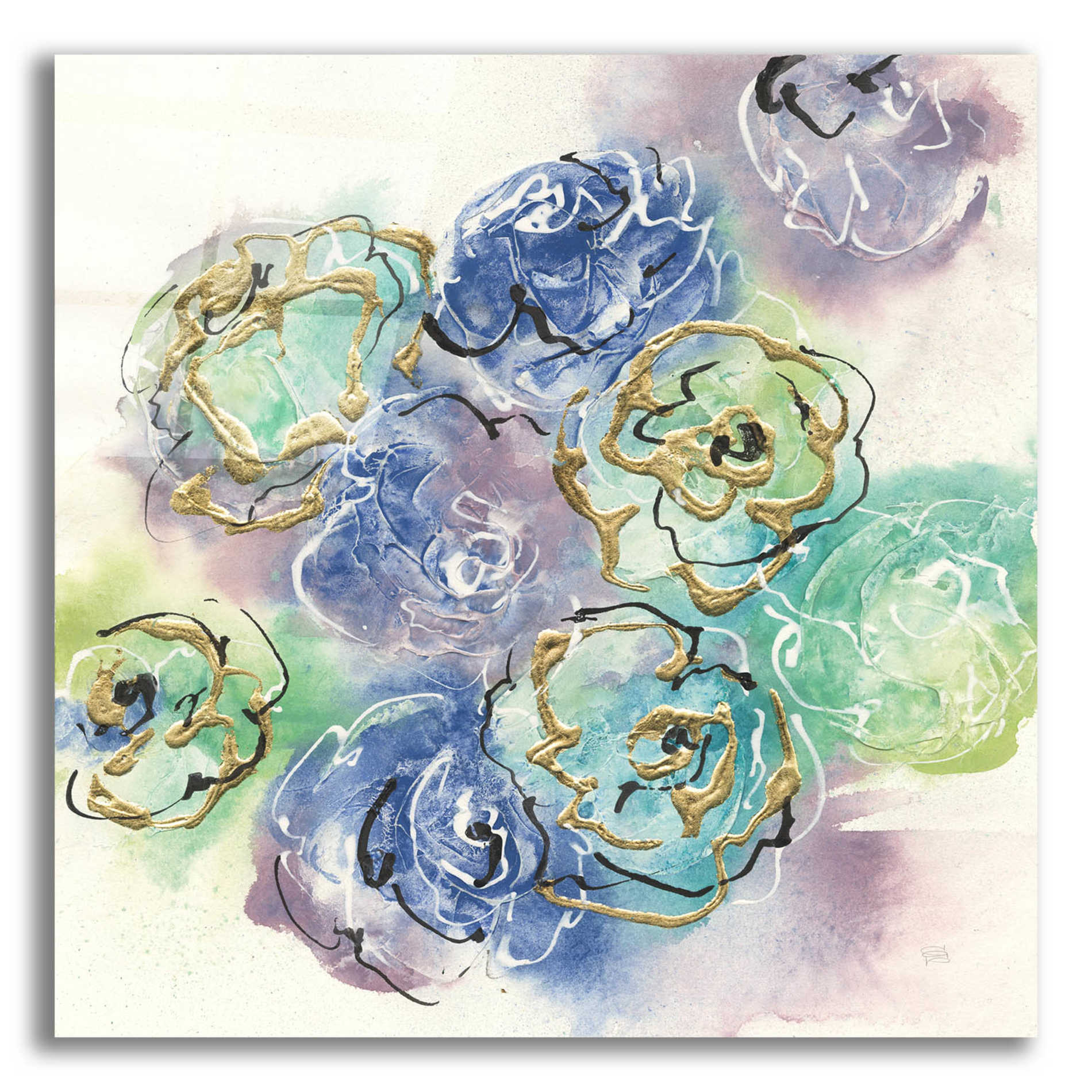 Epic Art 'Gold Edged Roses I' by Chris Paschke, Acrylic Glass Wall Art