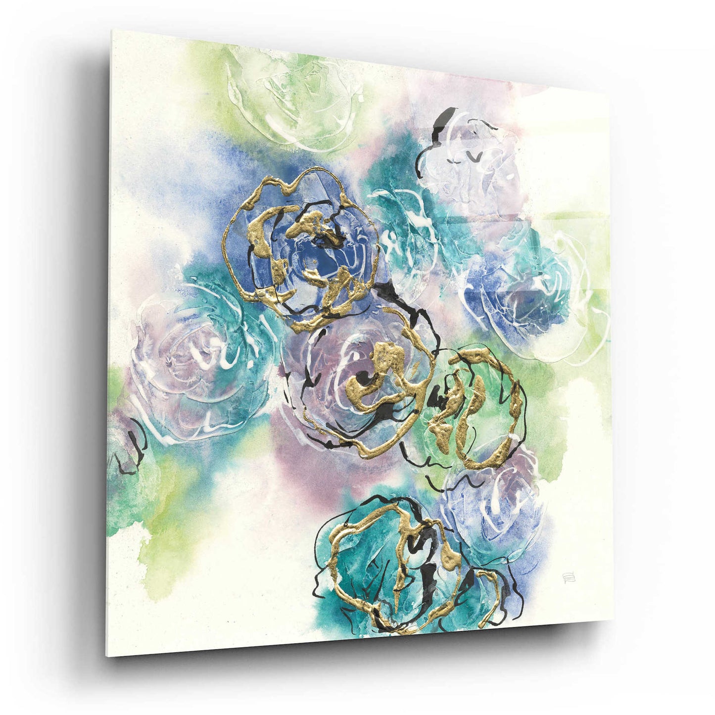 Epic Art 'Gold Edged Roses II' by Chris Paschke, Acrylic Glass Wall Art,12x12