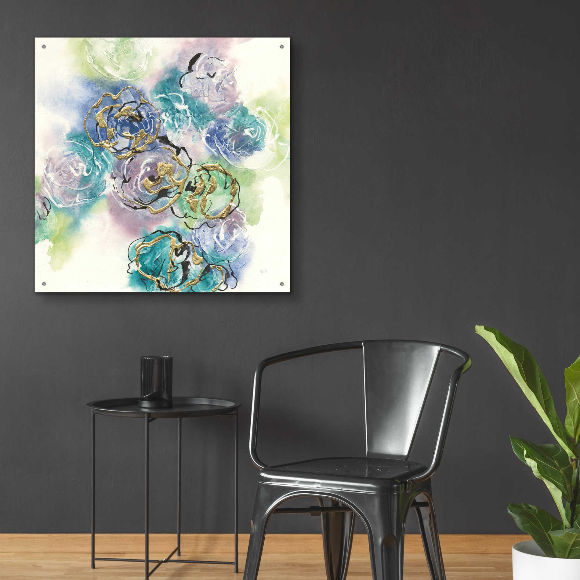 Epic Art 'Gold Edged Roses II' by Chris Paschke, Acrylic Glass Wall Art,36x36