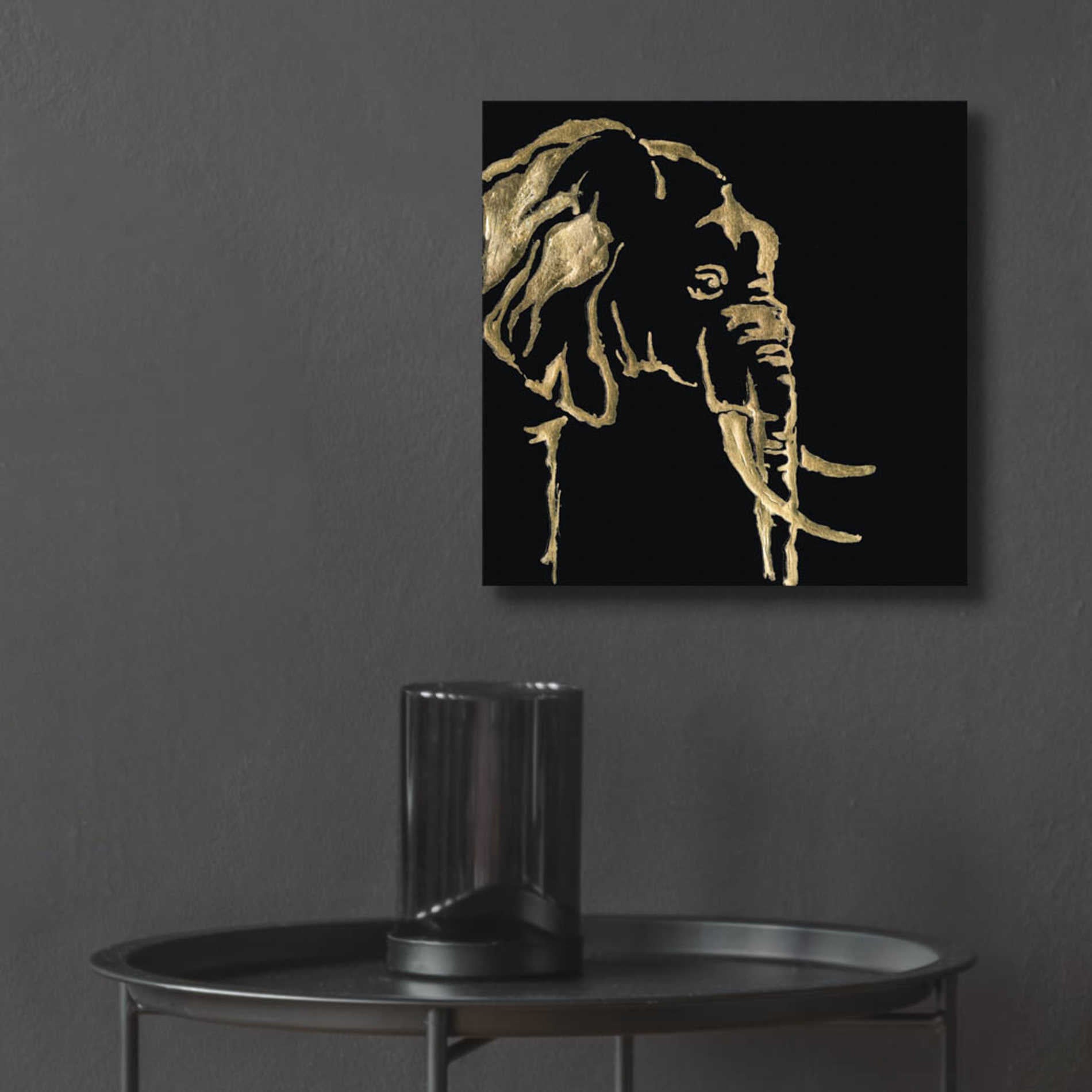 Epic Art 'Gilded Elephant on Black Pillow' by Chris Paschke, Acrylic Glass Wall Art,12x12