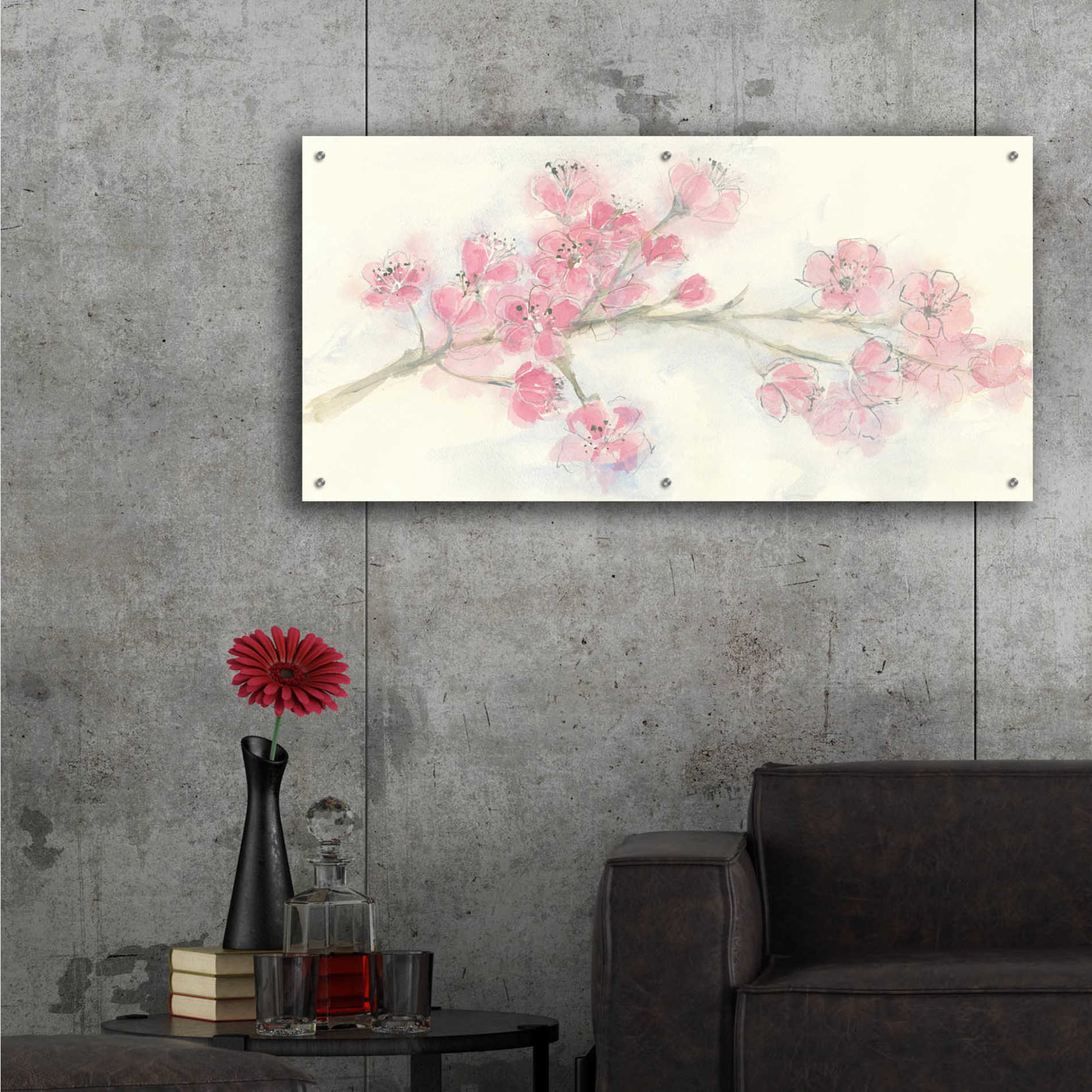 Epic Art 'Cherry Blossom I' by Chris Paschke, Acrylic Glass Wall Art,48x24