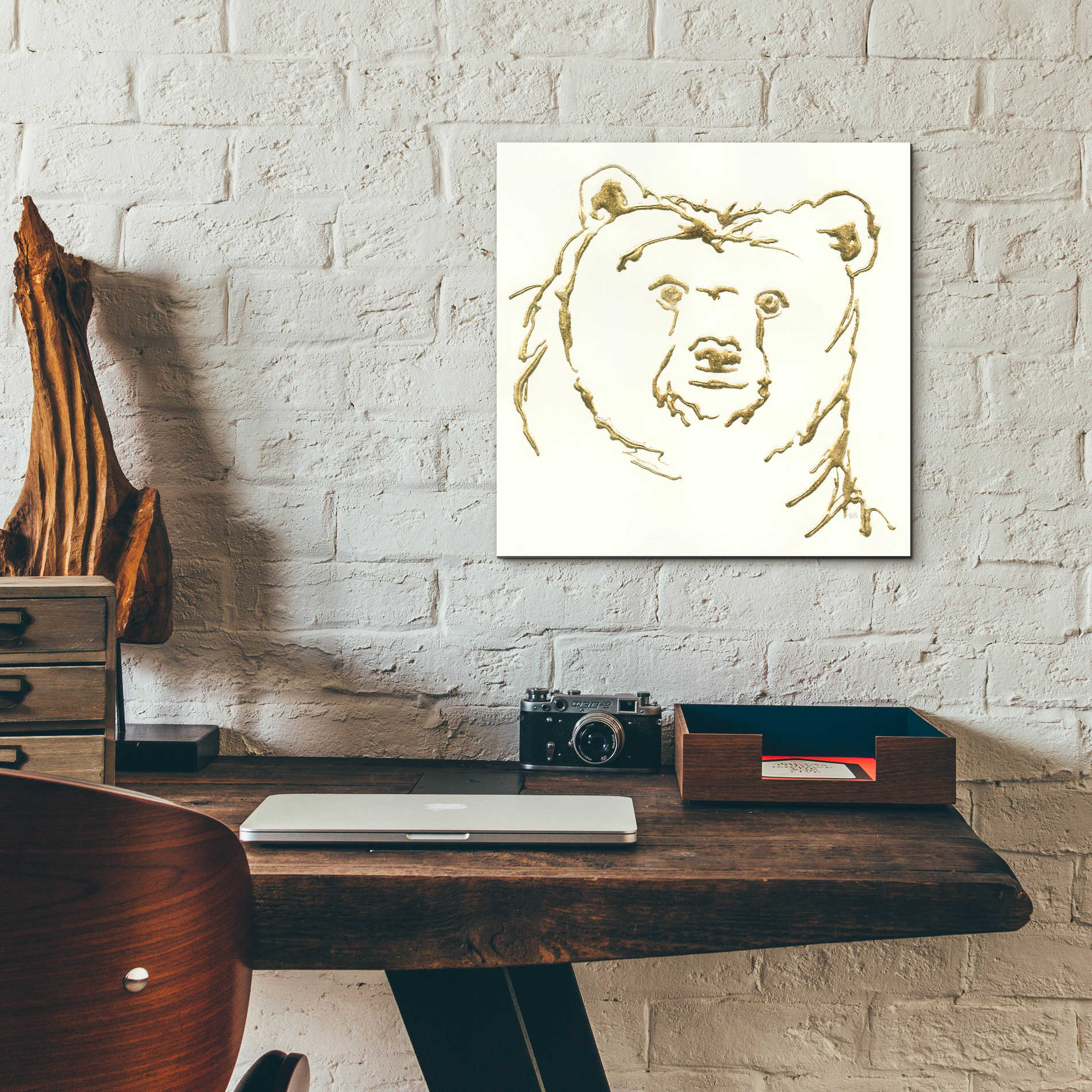 Epic Art  'Gilded Brown Bear' by Chris Paschke,12x12