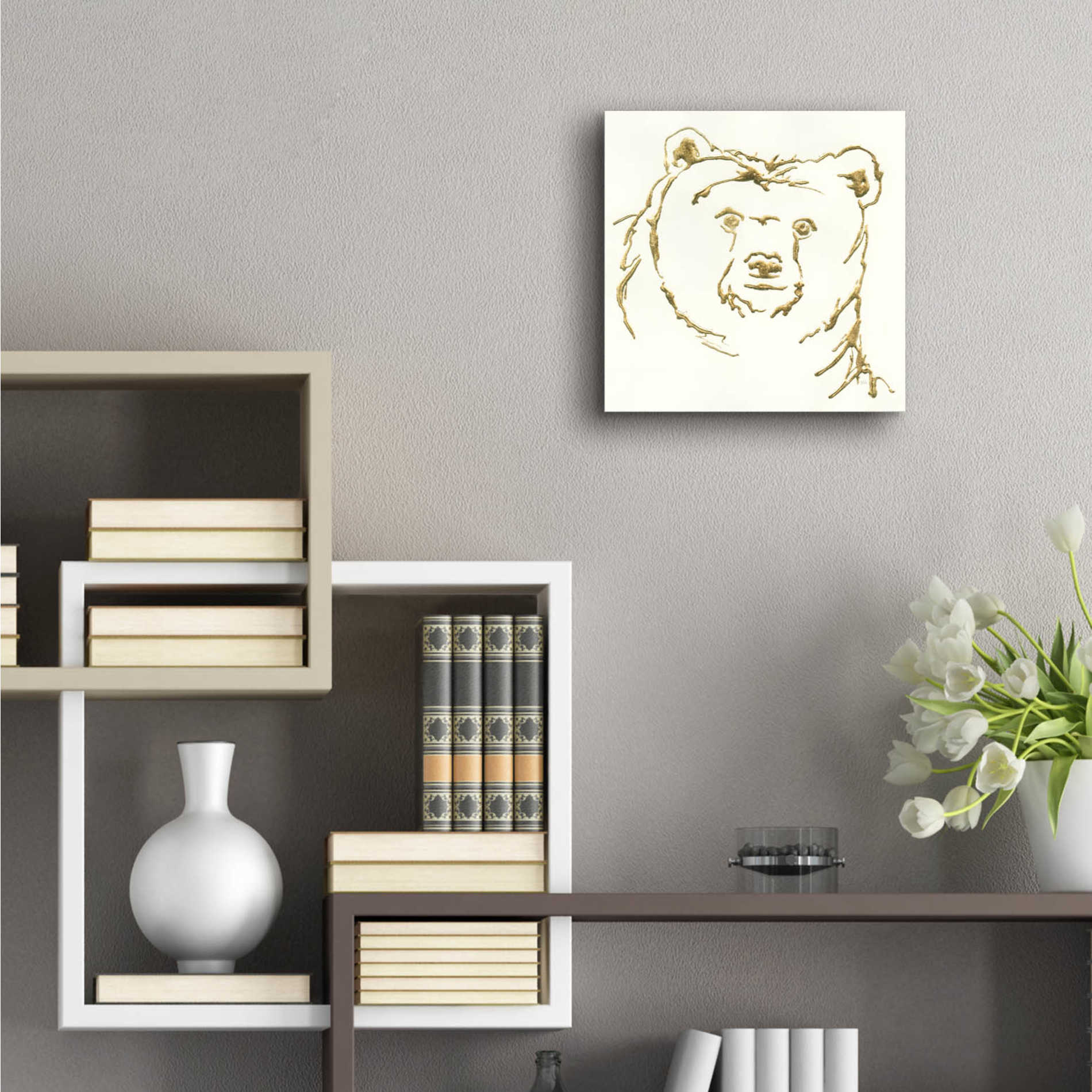 Epic Art  'Gilded Brown Bear' by Chris Paschke,12x12