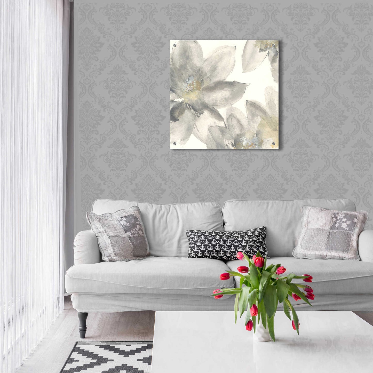 Epic Art  'Gray And Silver Flowers I' by Chris Paschke,24x24