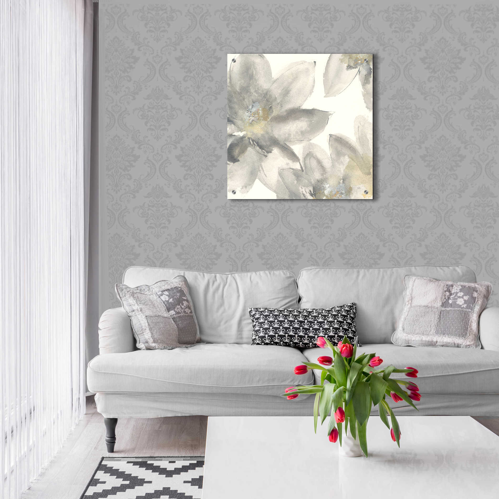 Epic Art  'Gray And Silver Flowers I' by Chris Paschke,24x24