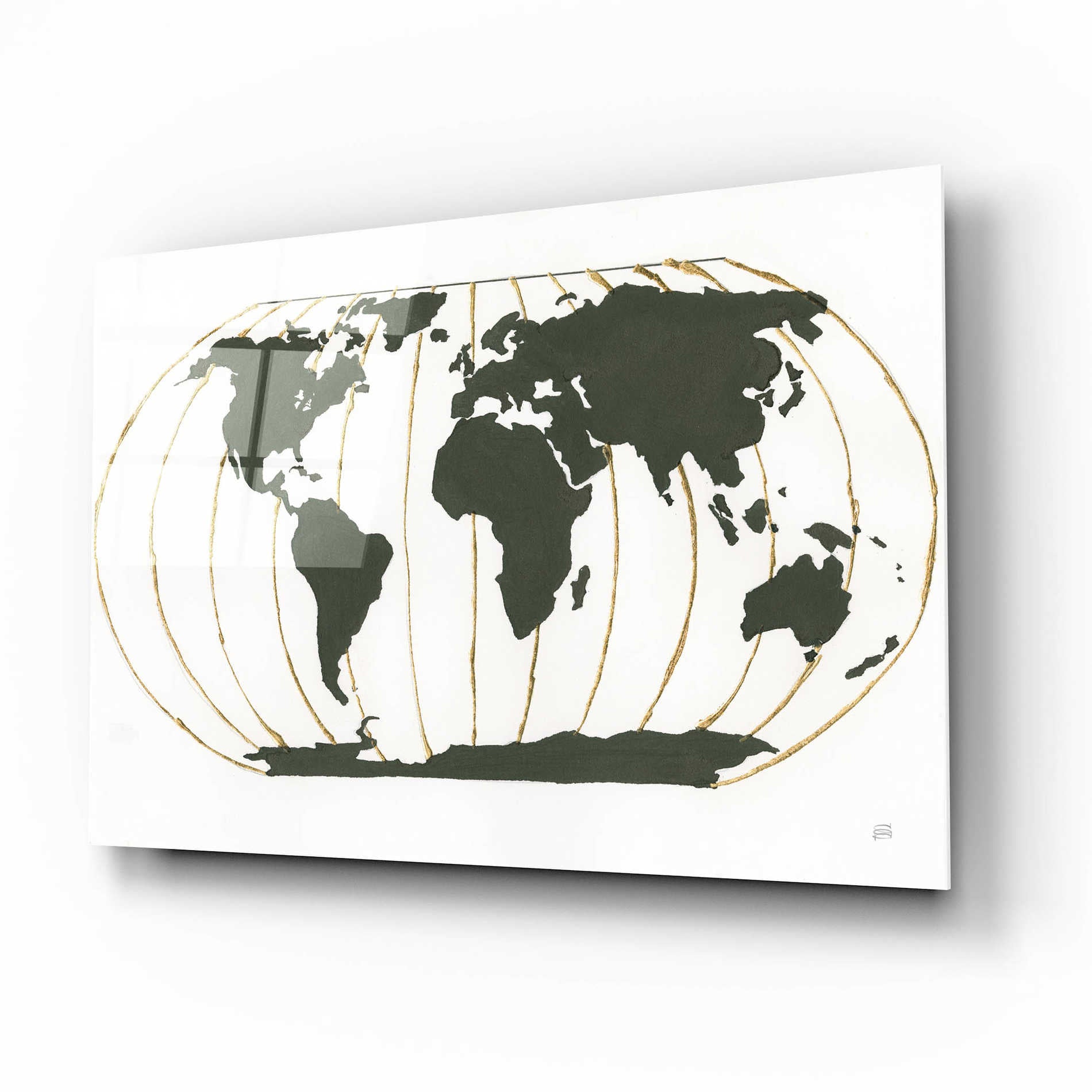 Epic Art  'World Map Gold Lines' by Chris Paschke,16x12