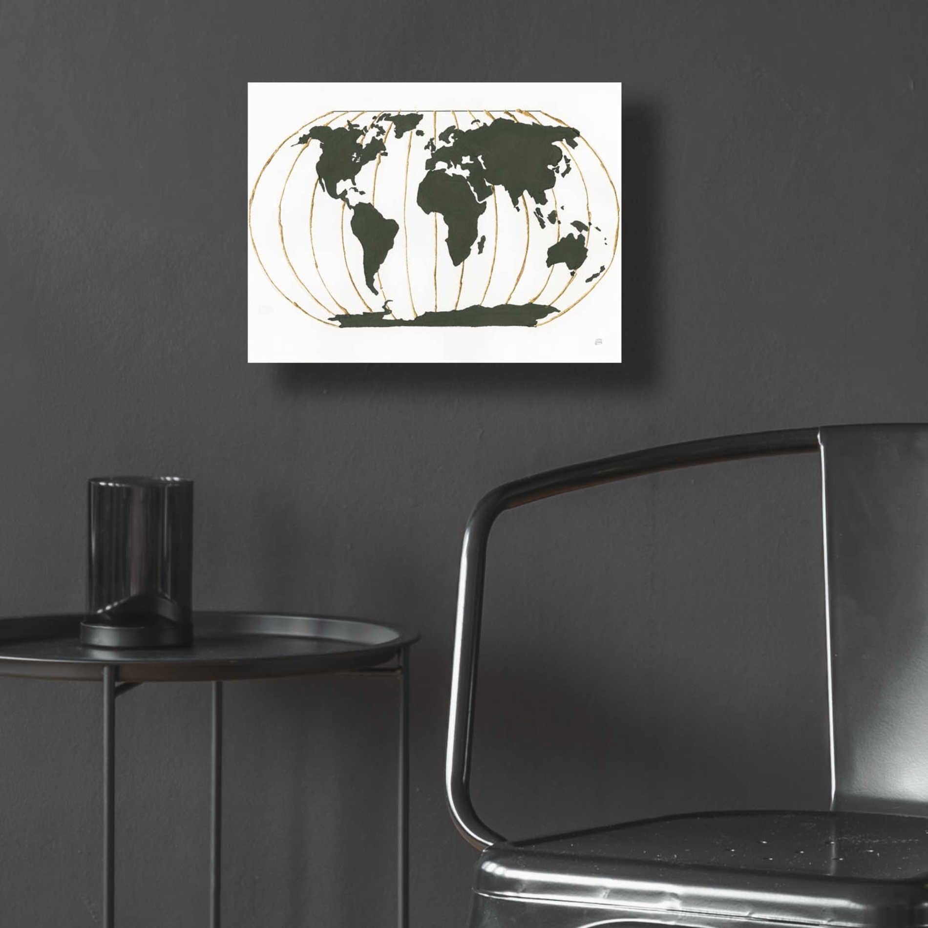 Epic Art  'World Map Gold Lines' by Chris Paschke,16x12