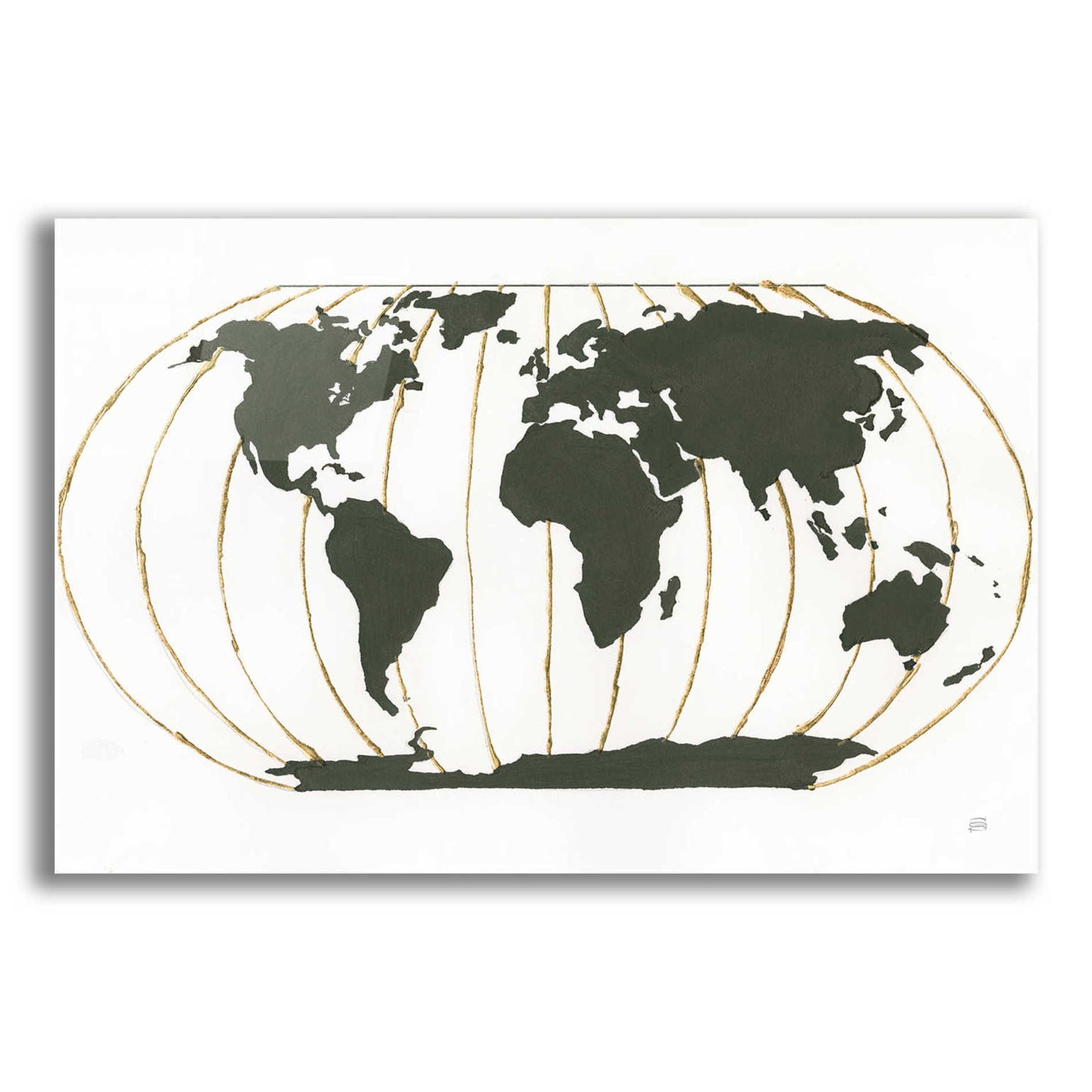 Epic Art  'World Map Gold Lines' by Chris Paschke,16x12