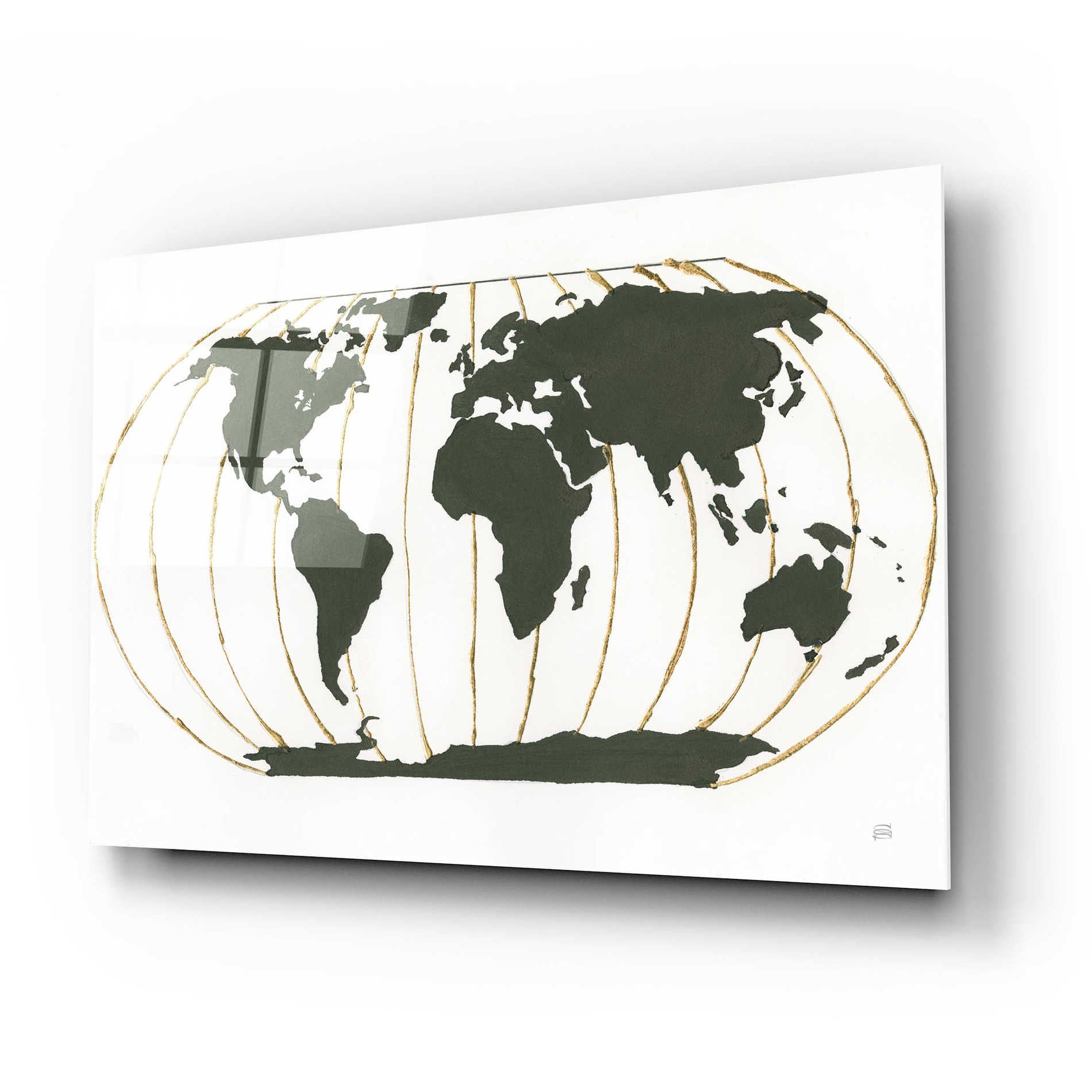 Epic Art  'World Map Gold Lines' by Chris Paschke,24x16