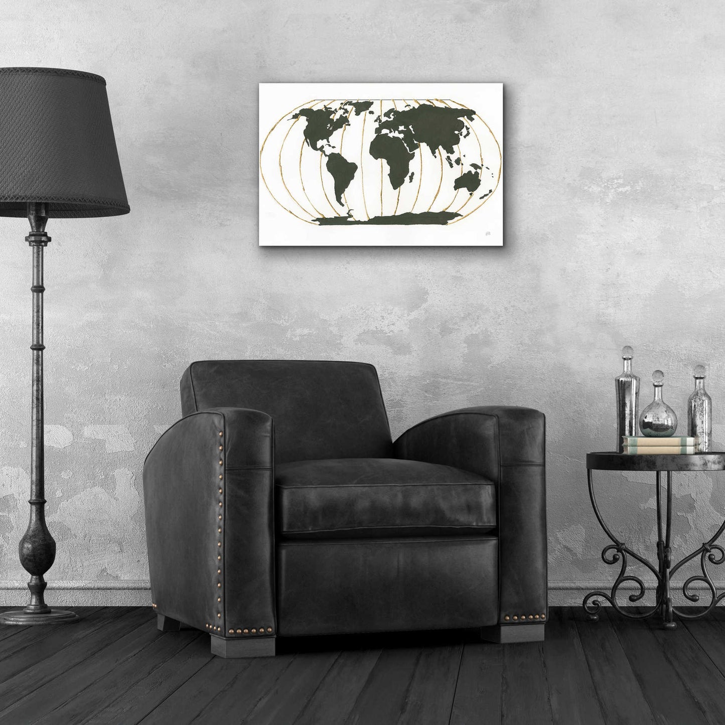 Epic Art  'World Map Gold Lines' by Chris Paschke,24x16