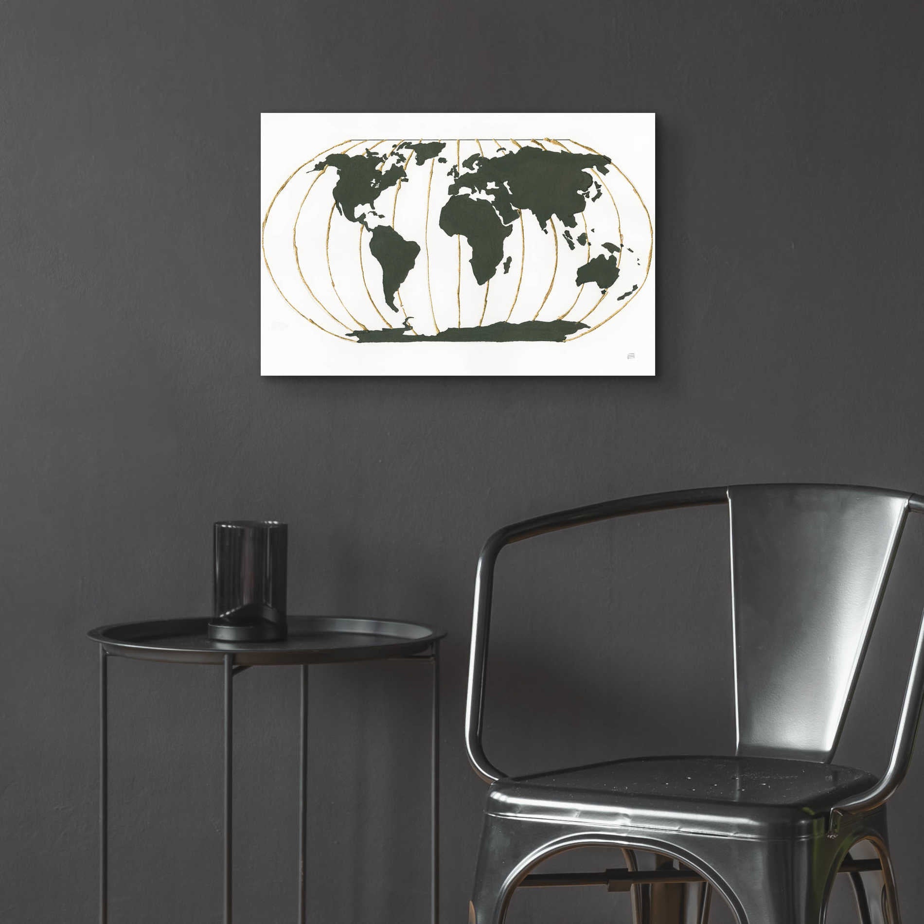 Epic Art  'World Map Gold Lines' by Chris Paschke,24x16