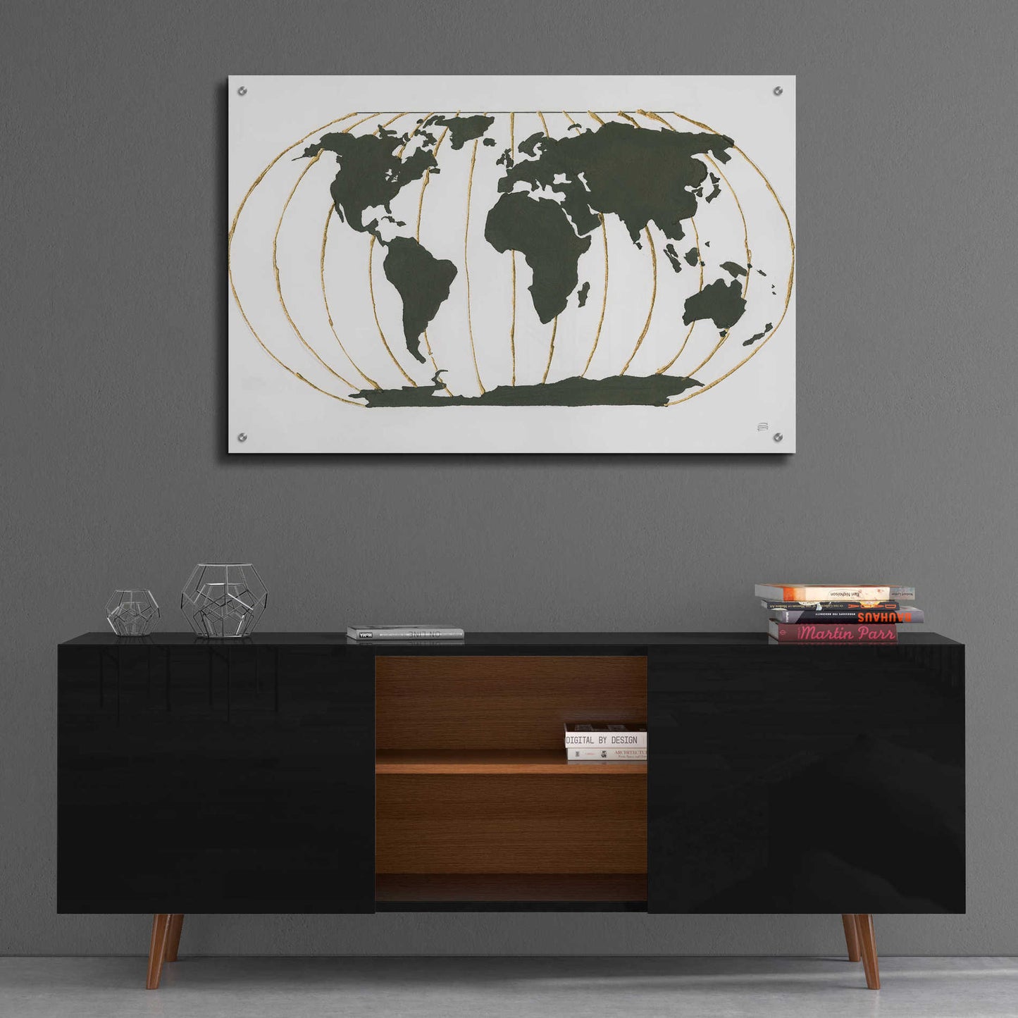 Epic Art  'World Map Gold Lines' by Chris Paschke,36x24