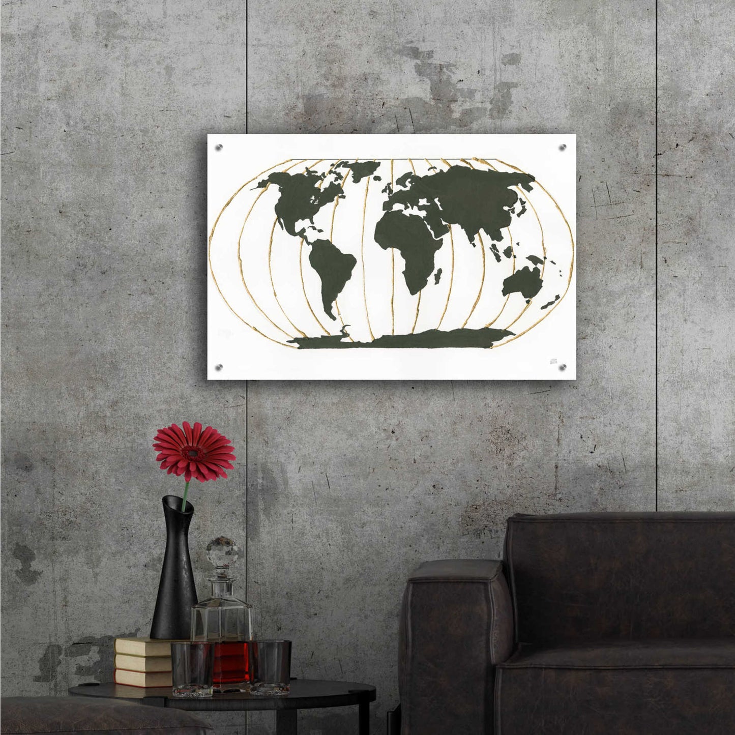 Epic Art  'World Map Gold Lines' by Chris Paschke,36x24