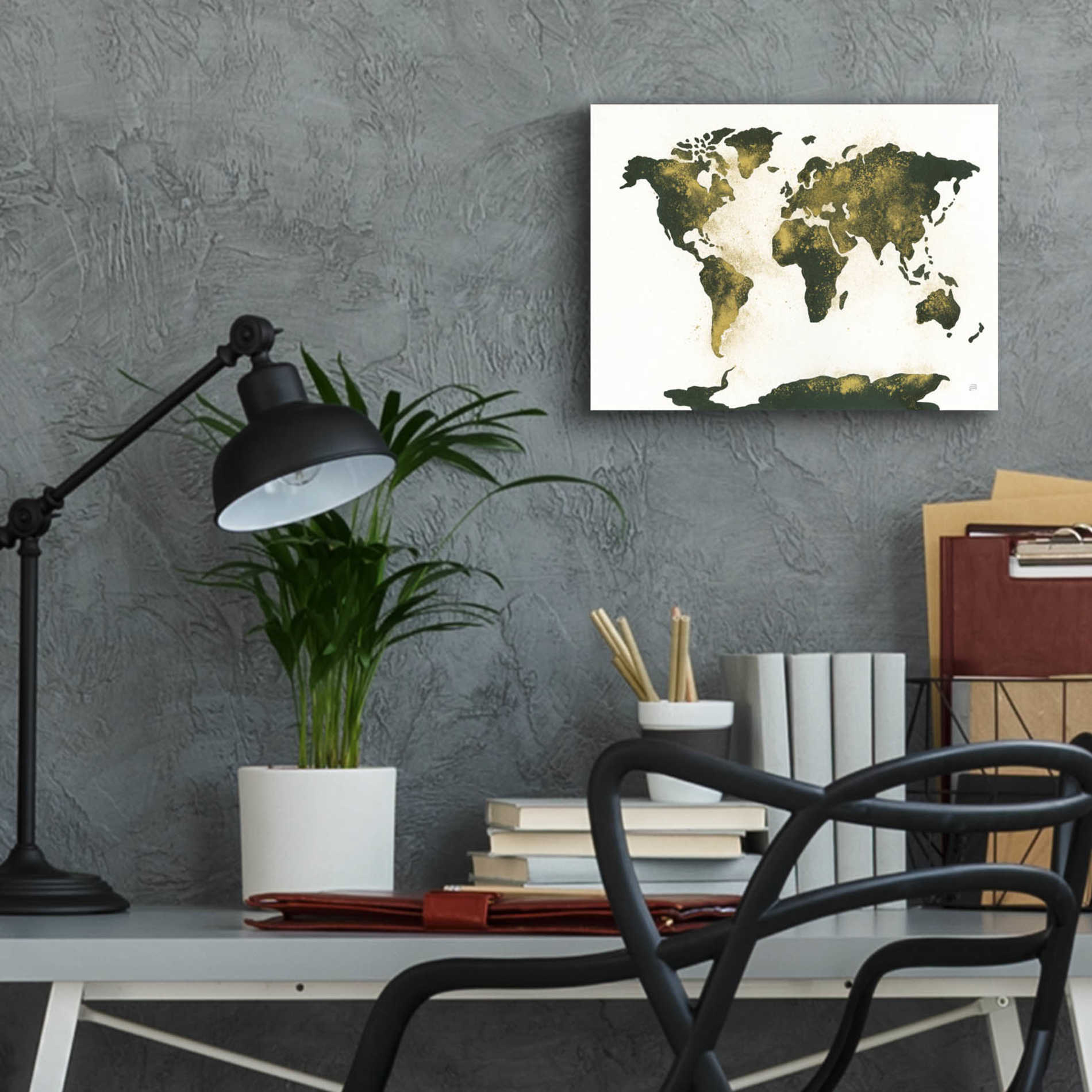 Epic Art  'World Map Gold Dust' by Chris Paschke,16x12