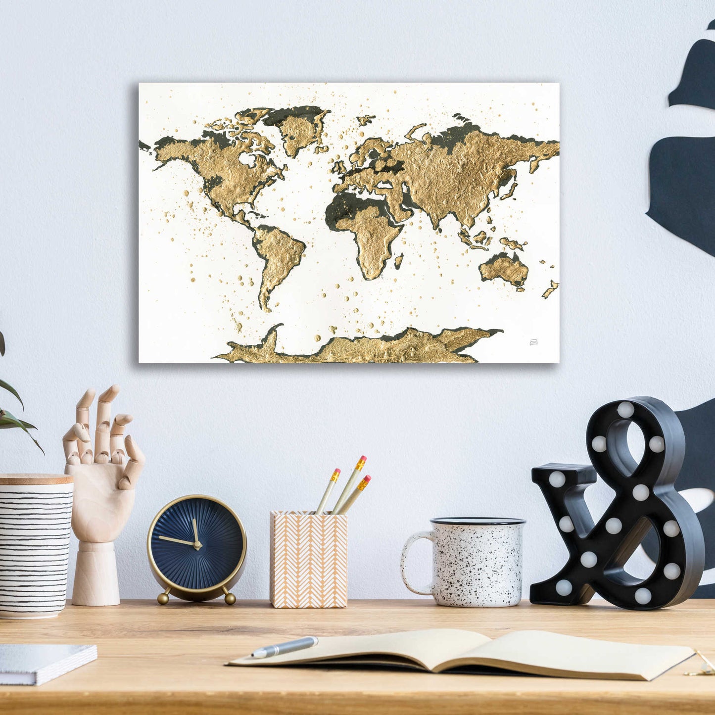 Epic Art  'World Map Gold Leaf' by Chris Paschke,16x12