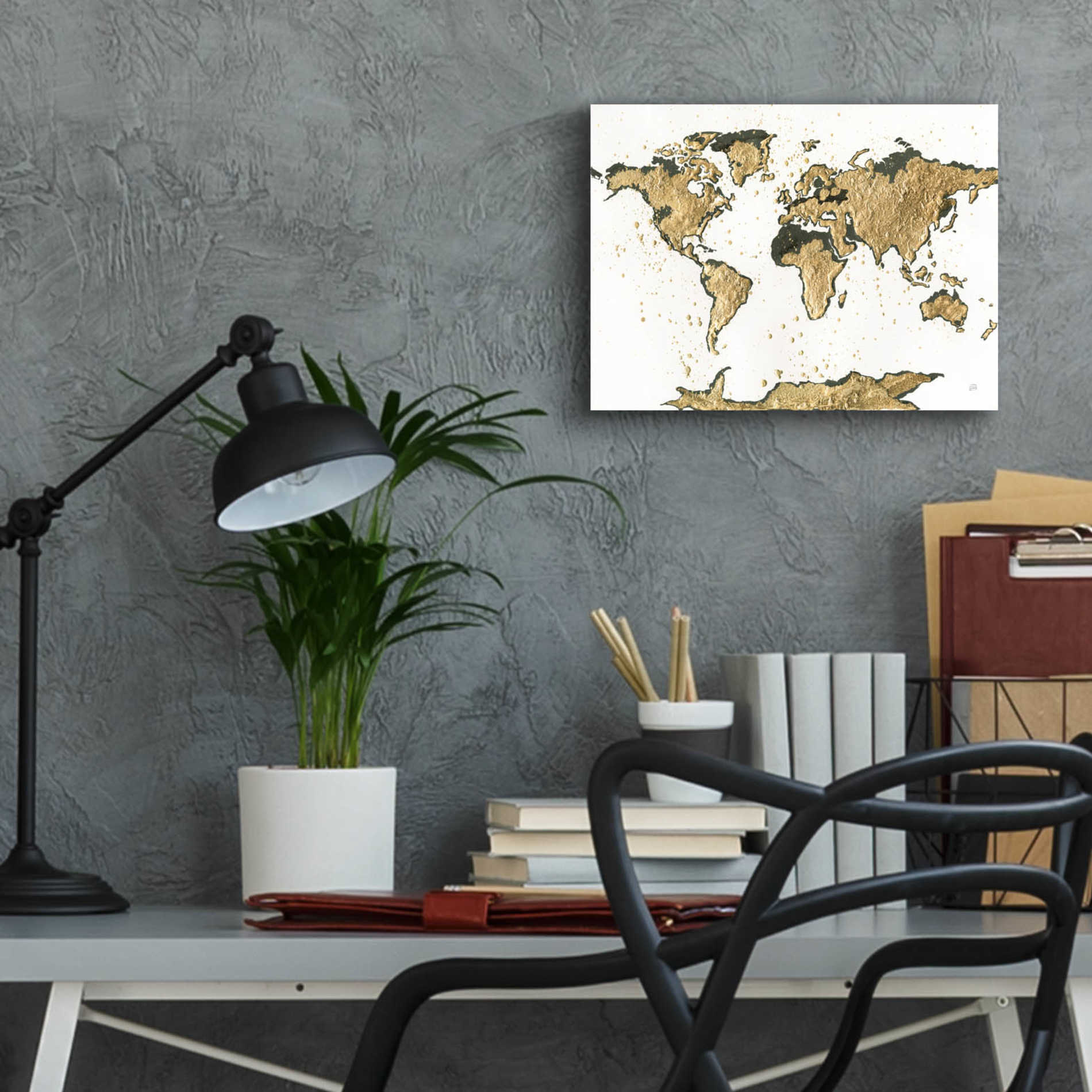 Epic Art  'World Map Gold Leaf' by Chris Paschke,16x12