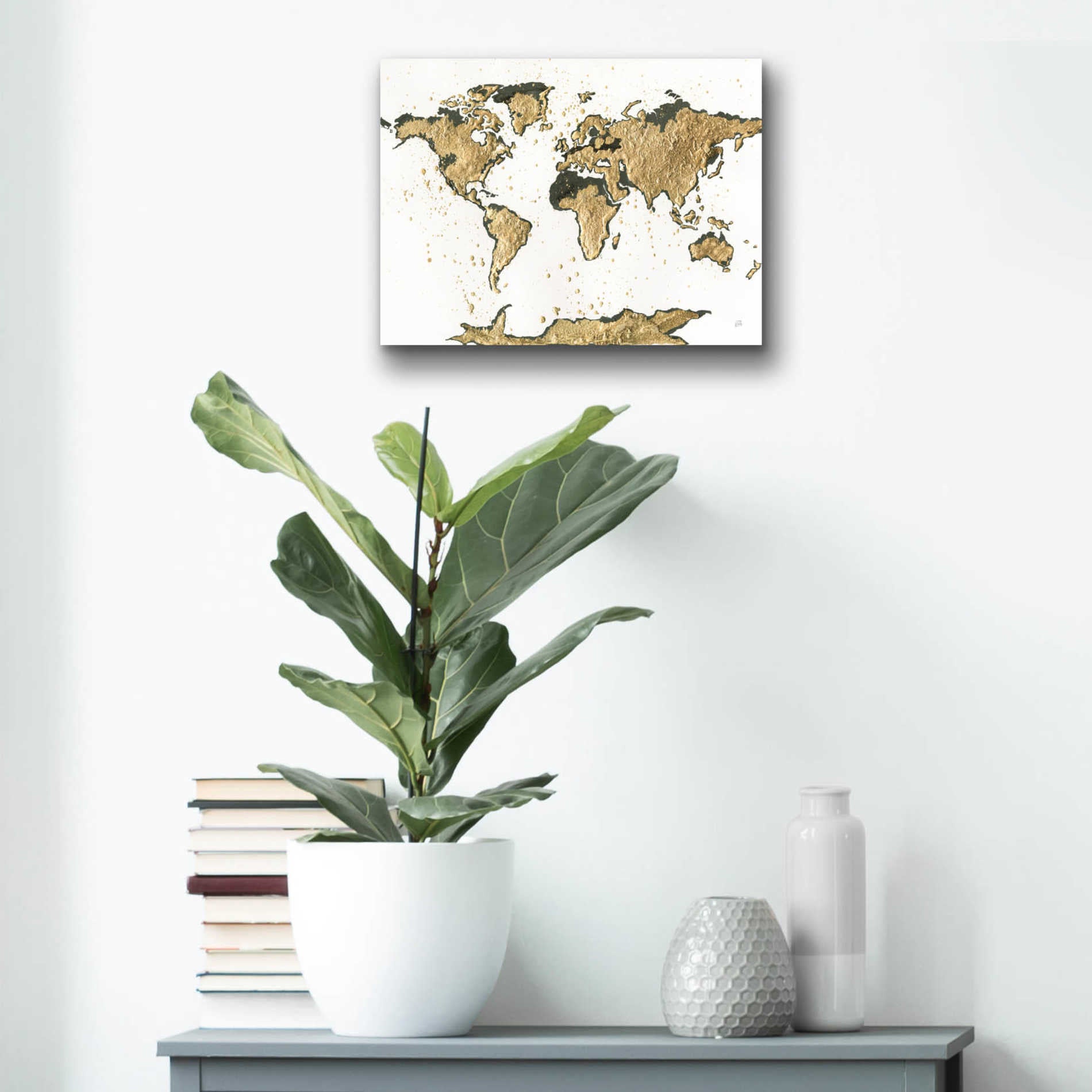 Epic Art  'World Map Gold Leaf' by Chris Paschke,16x12