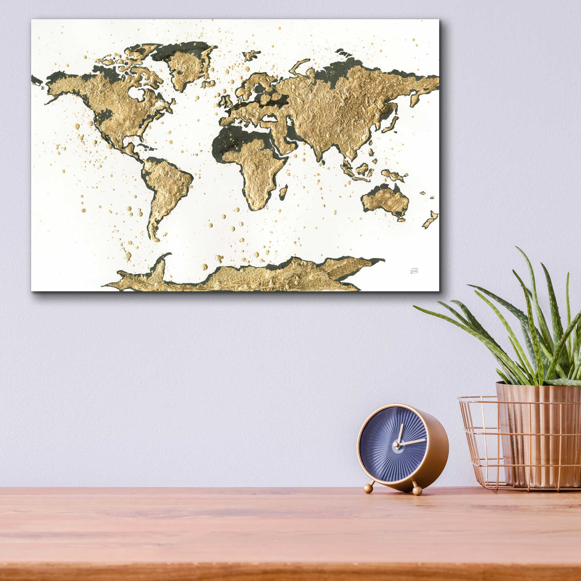 Epic Art  'World Map Gold Leaf' by Chris Paschke,16x12