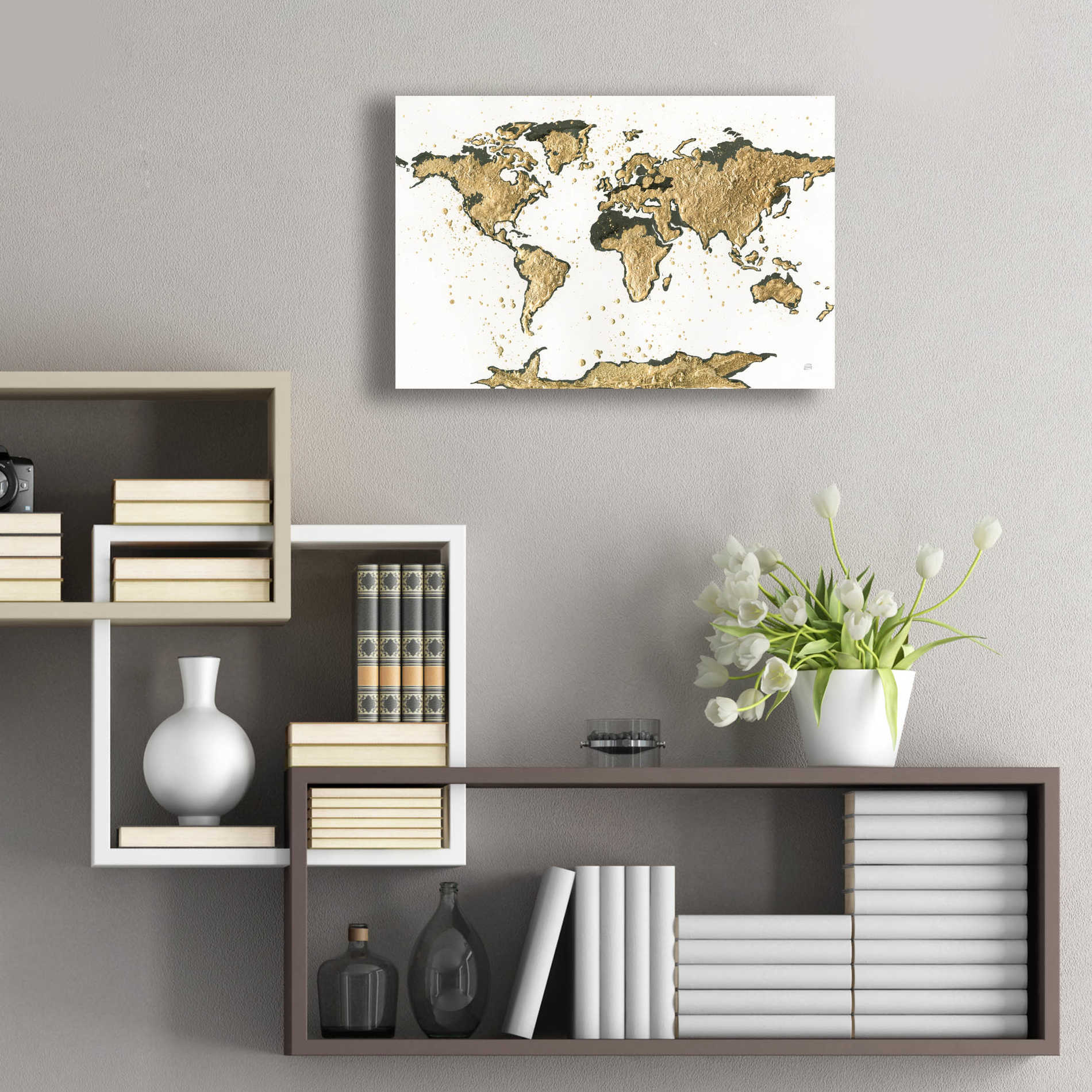 Epic Art  'World Map Gold Leaf' by Chris Paschke,24x16