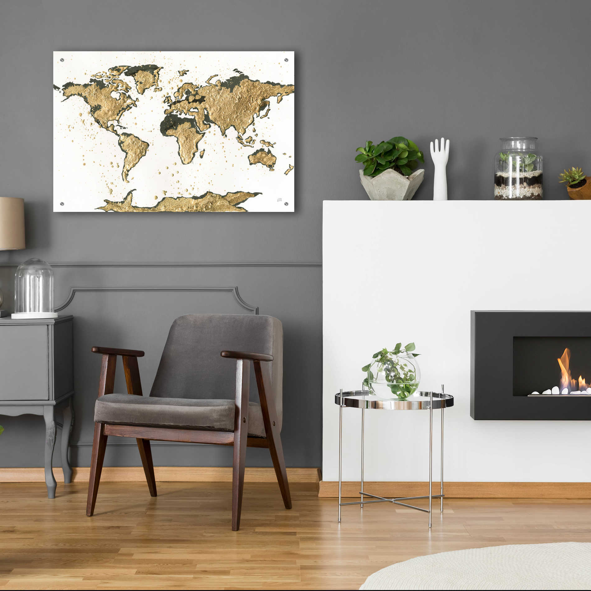 Epic Art  'World Map Gold Leaf' by Chris Paschke,36x24