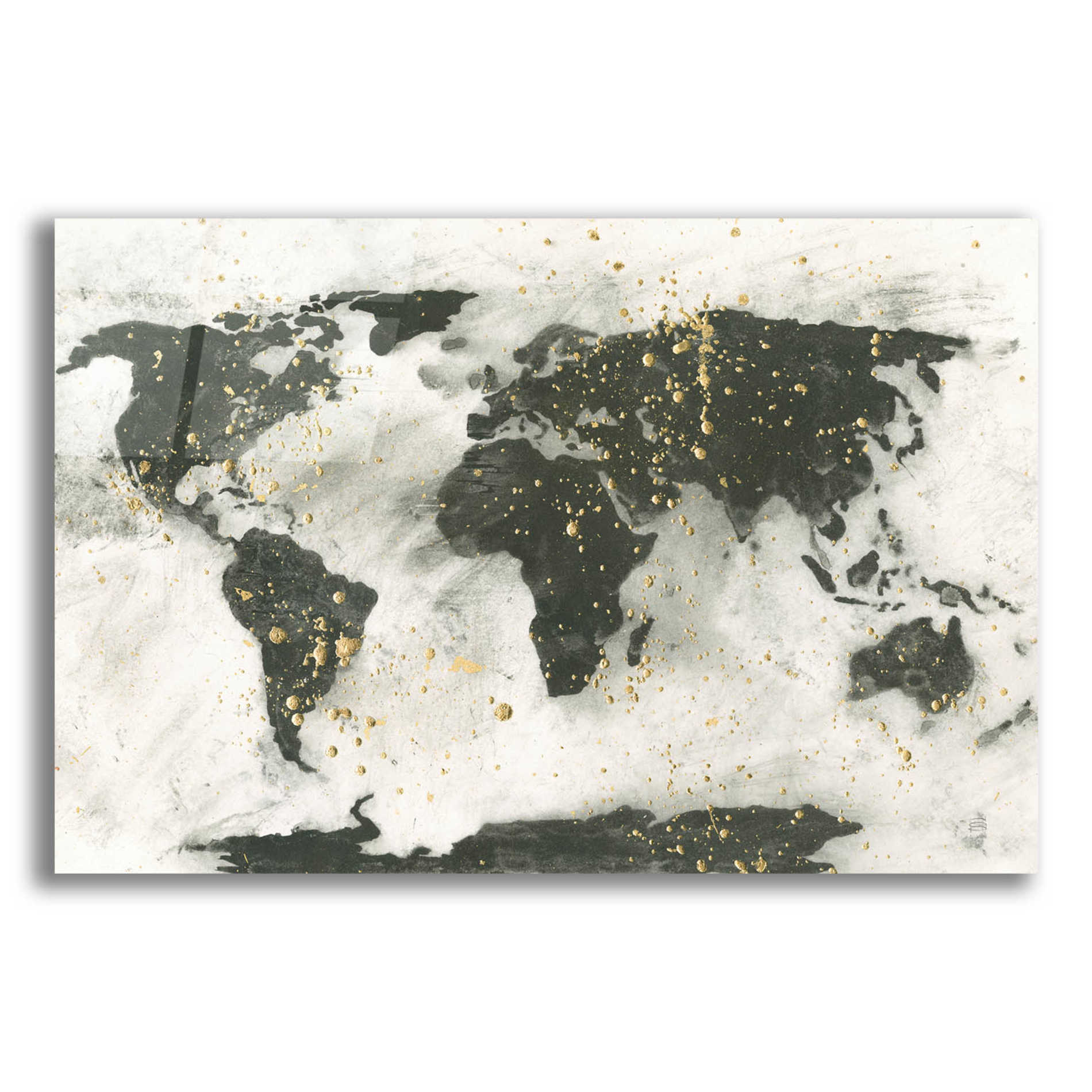 Epic Art  'World Map Gold Speckle' by Chris Paschke,16x12