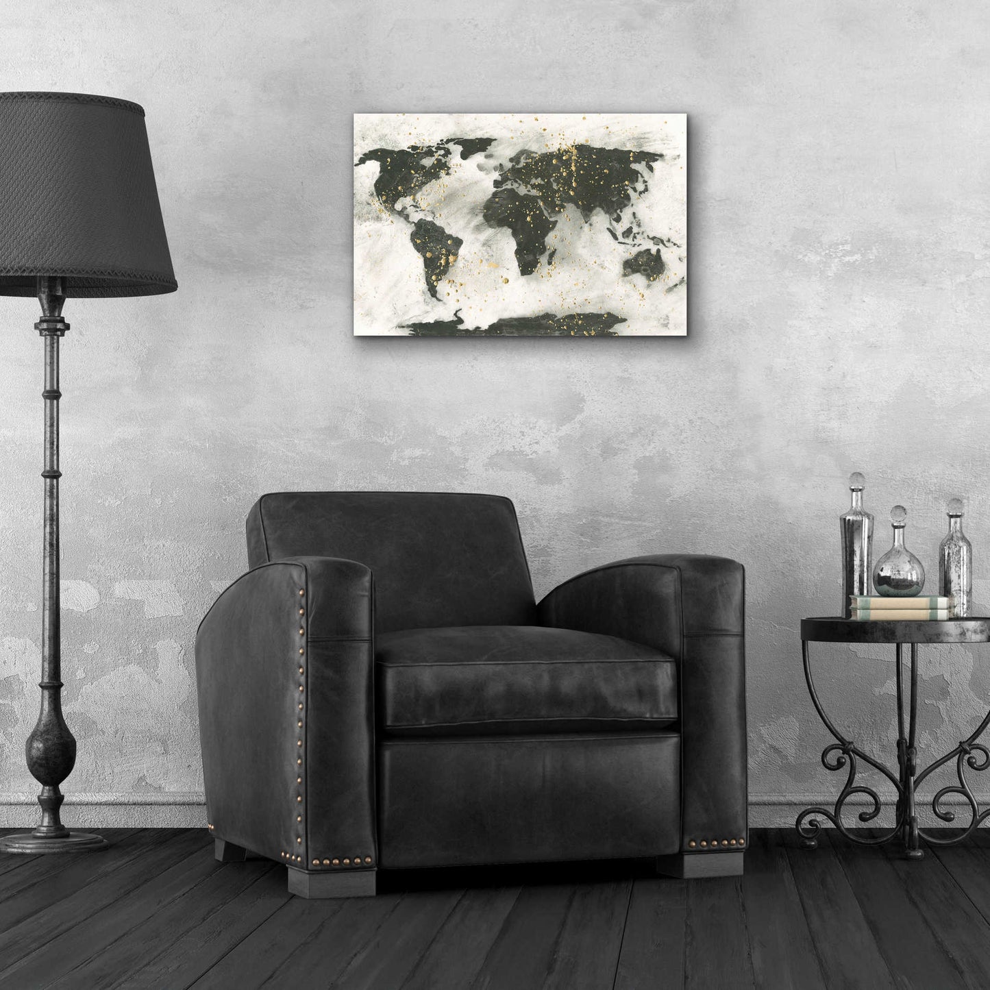 Epic Art  'World Map Gold Speckle' by Chris Paschke,24x16