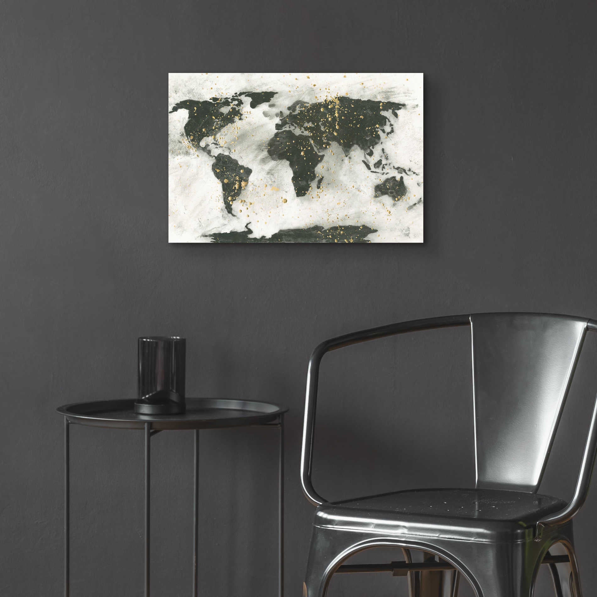 Epic Art  'World Map Gold Speckle' by Chris Paschke,24x16