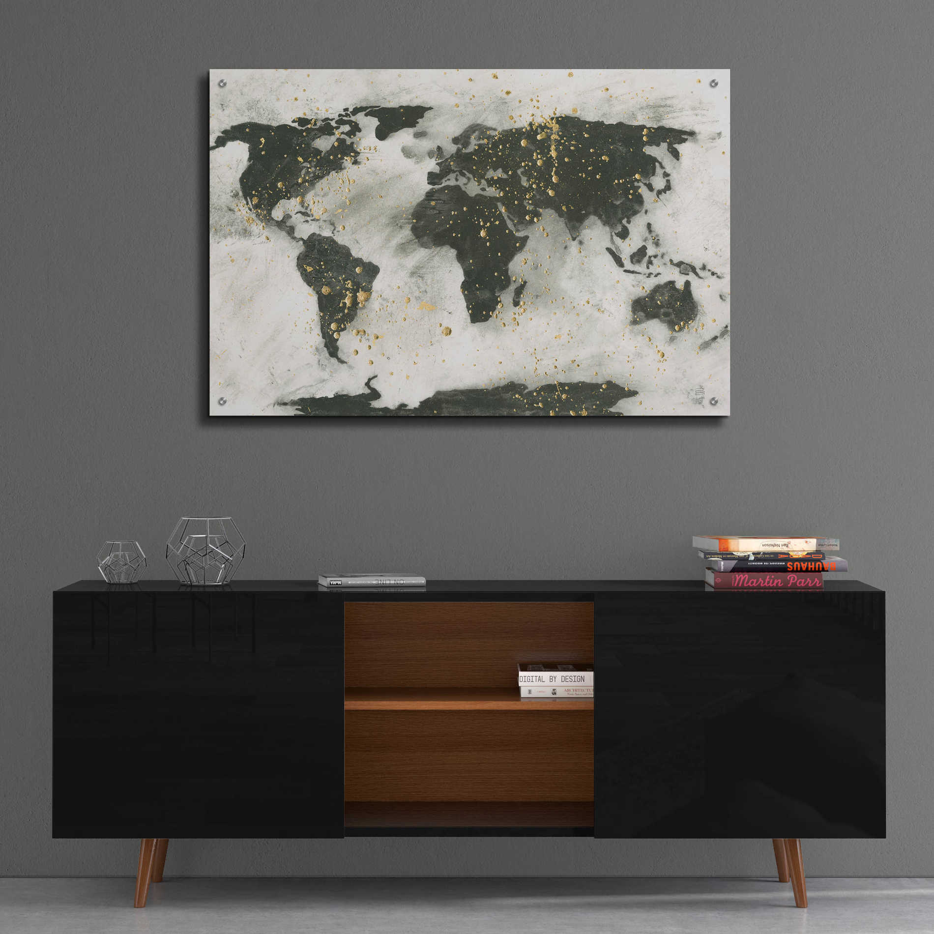 Epic Art  'World Map Gold Speckle' by Chris Paschke,36x24