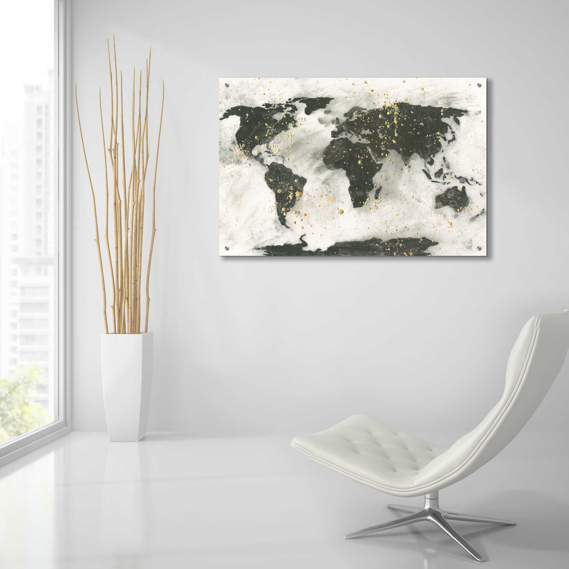 Epic Art  'World Map Gold Speckle' by Chris Paschke,36x24