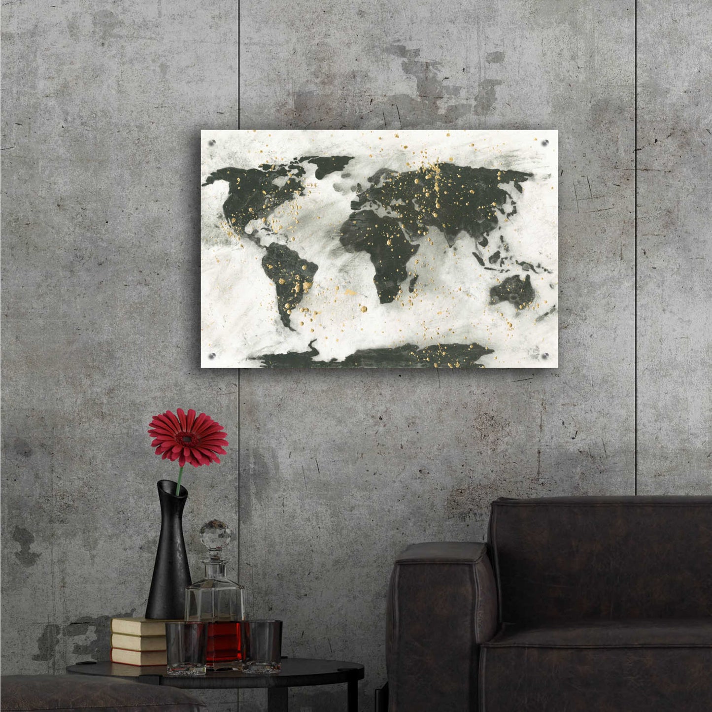 Epic Art  'World Map Gold Speckle' by Chris Paschke,36x24