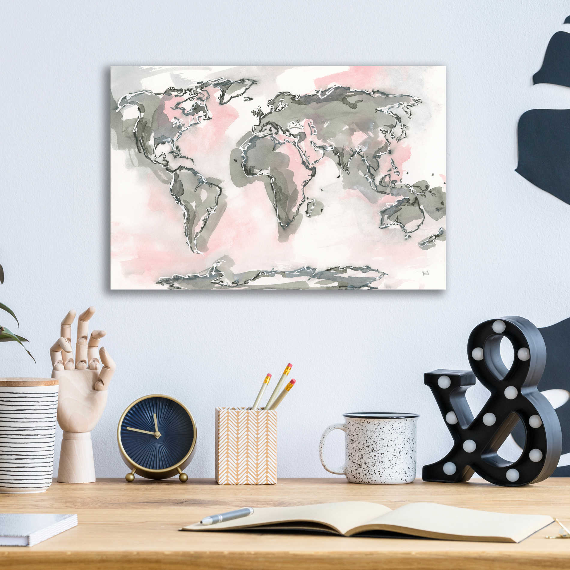 Epic Art  'World Map Blush' by Chris Paschke,16x12