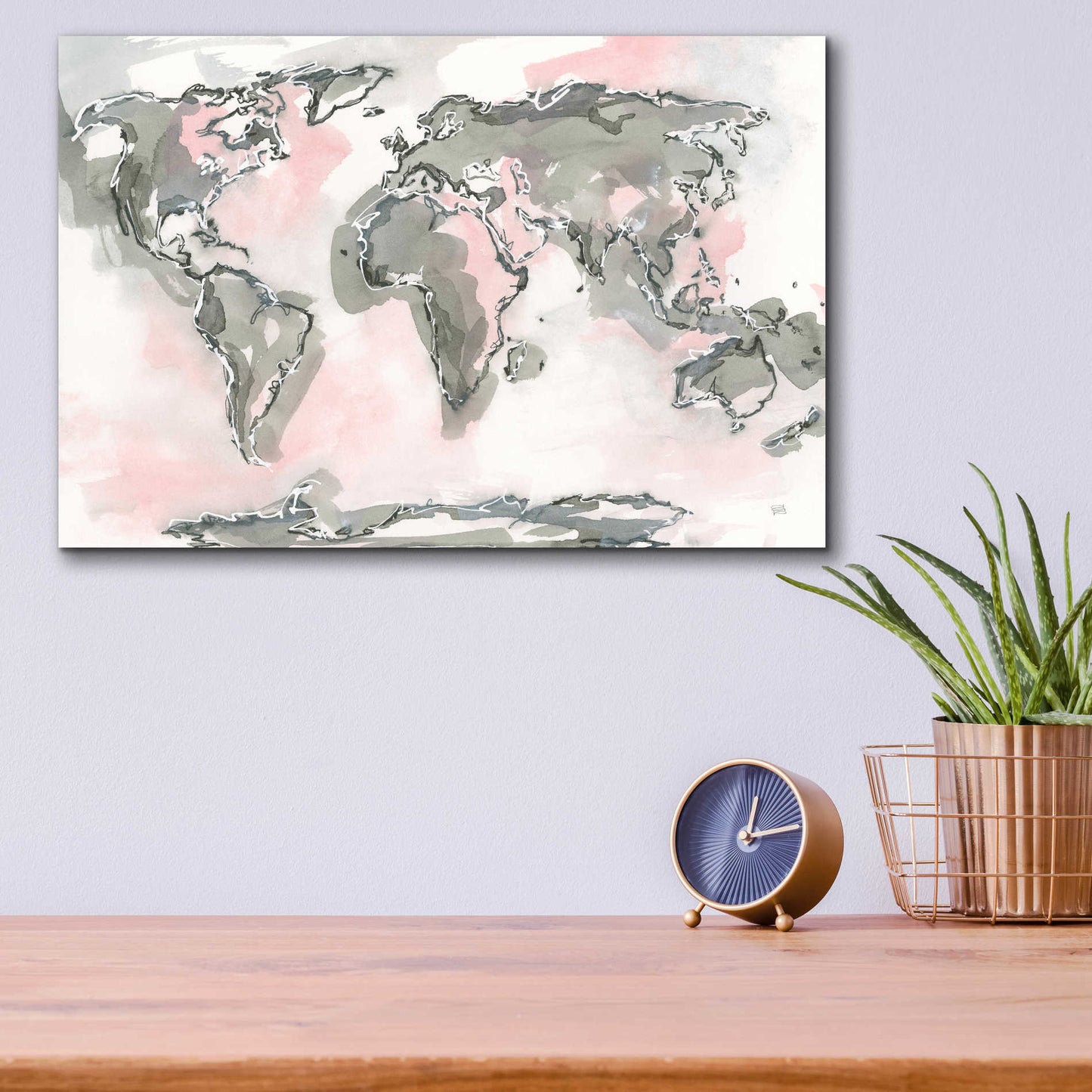 Epic Art  'World Map Blush' by Chris Paschke,16x12