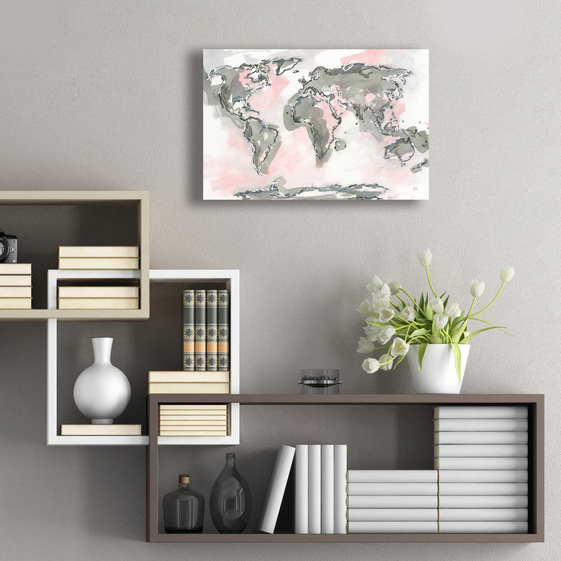 Epic Art  'World Map Blush' by Chris Paschke,24x16