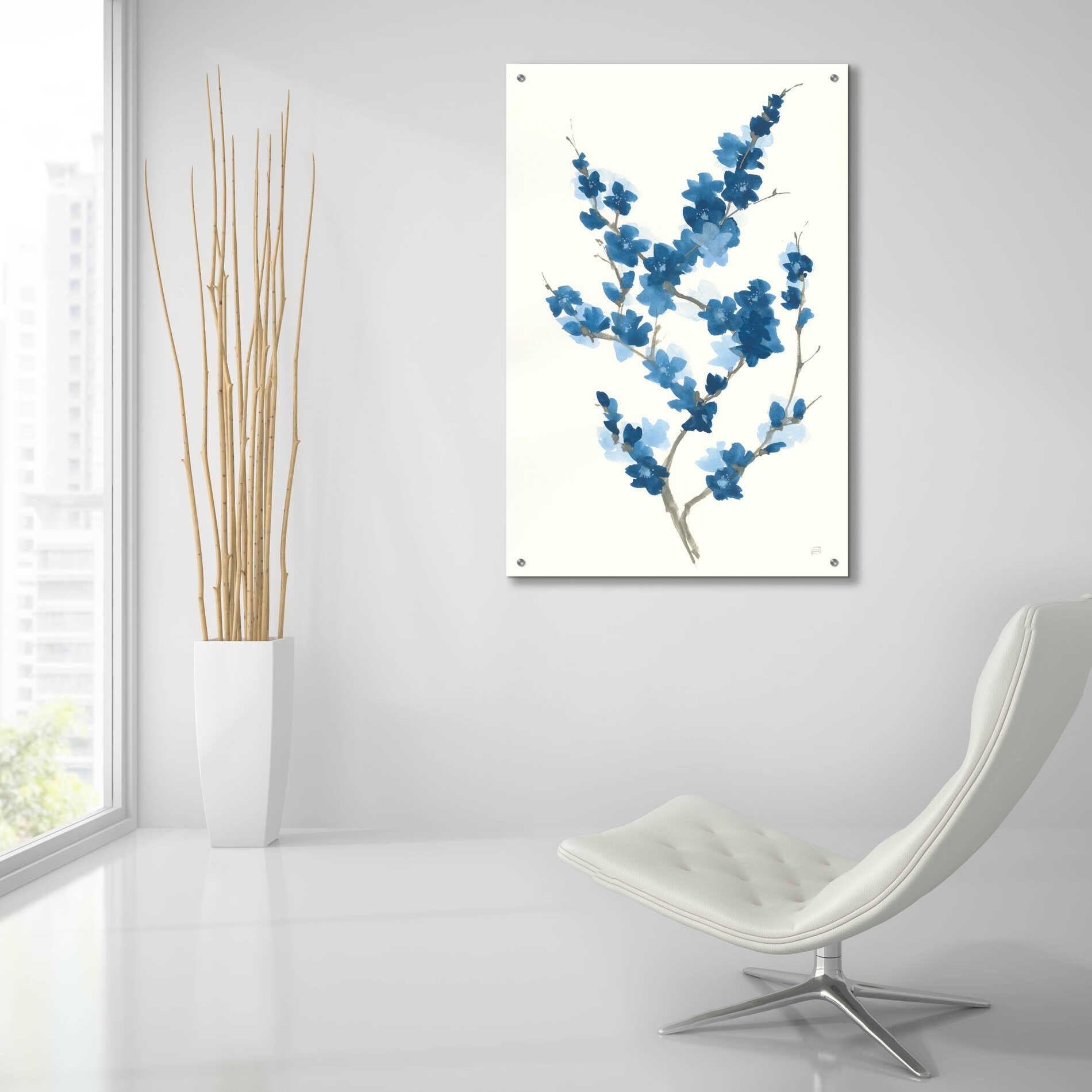 Epic Art 'Blue Branch II' by Chris Paschke, Acrylic Glass Wall Art,24x36