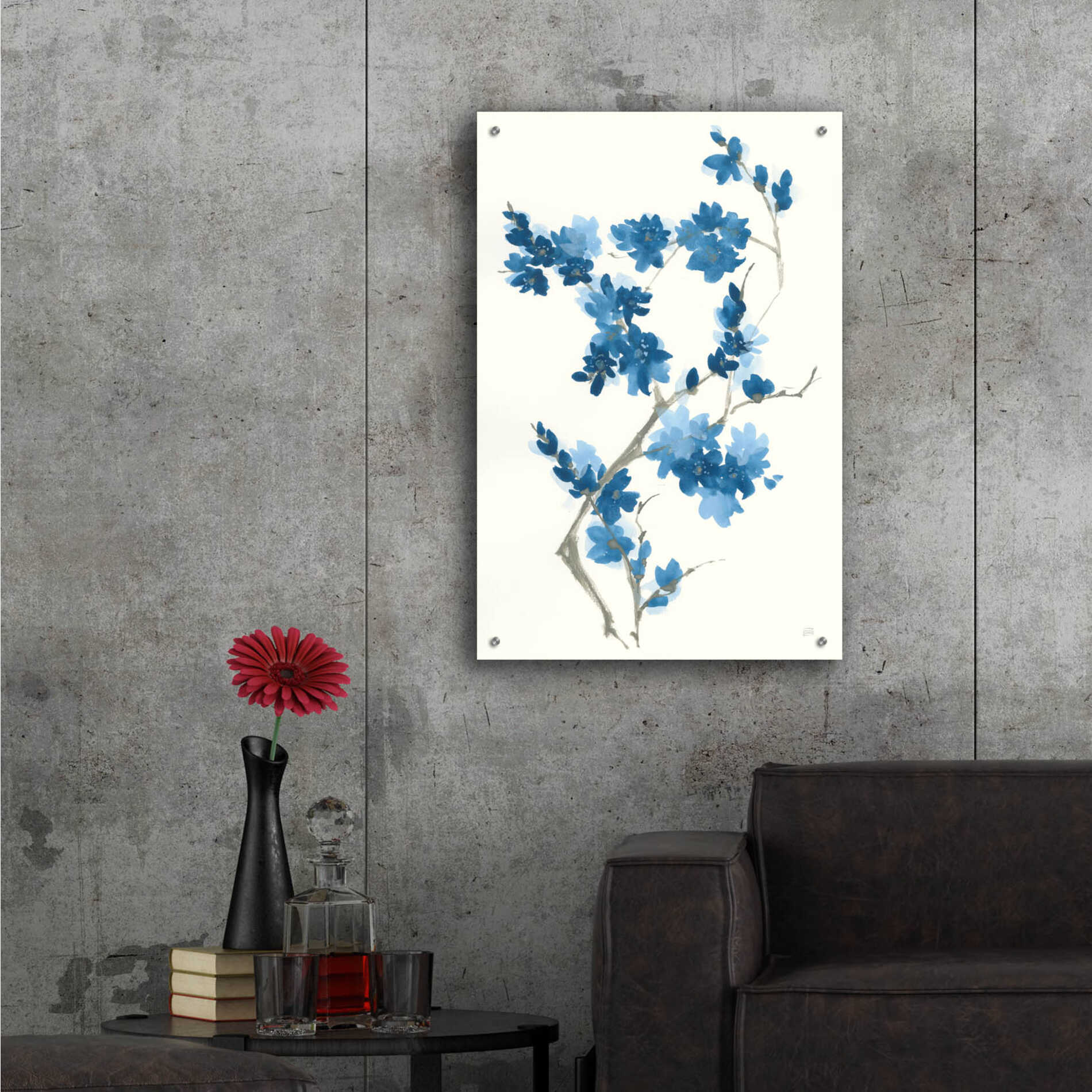 Epic Art 'Blue Branch III' by Chris Paschke, Acrylic Glass Wall Art,24x36