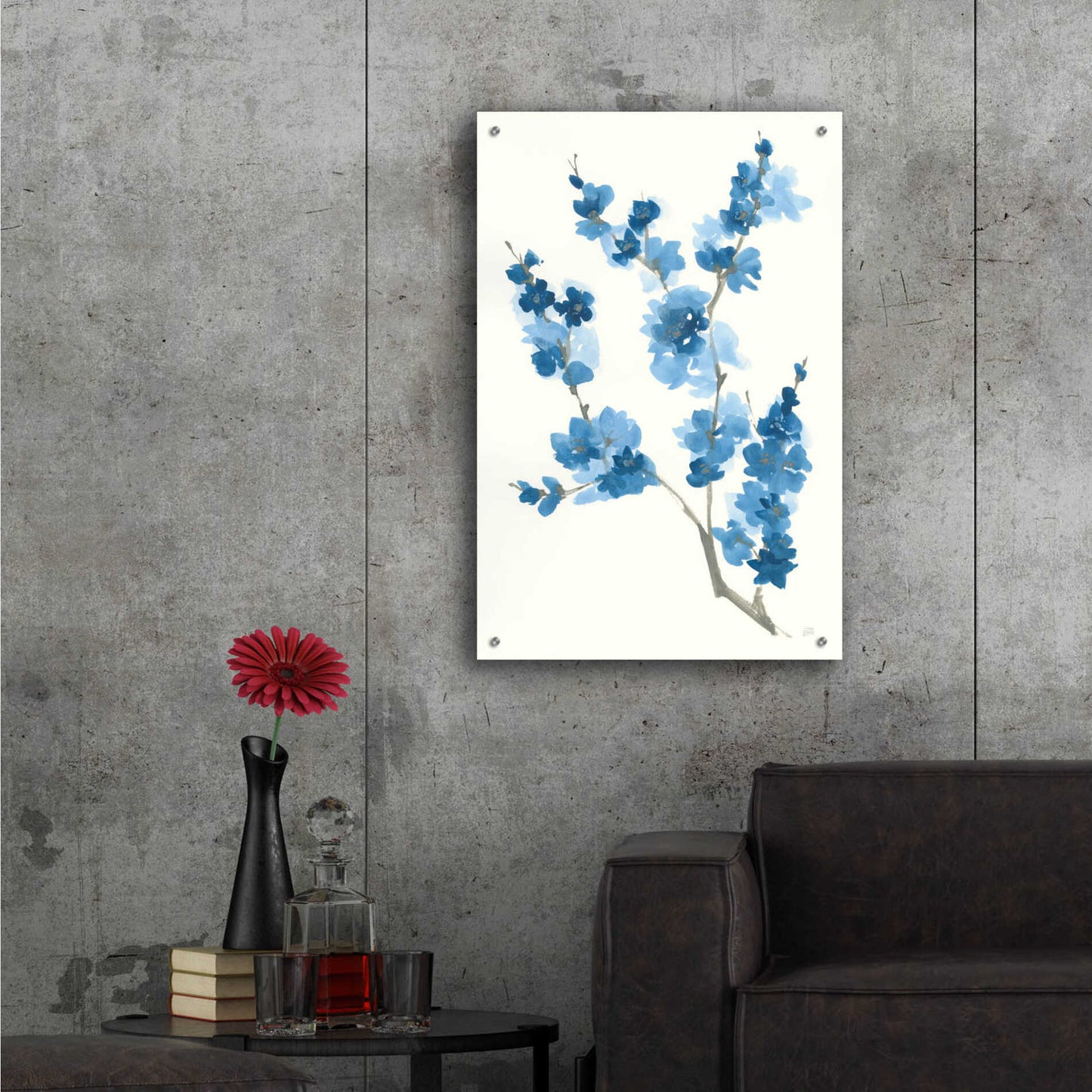 Epic Art 'Blue Branch IV' by Chris Paschke, Acrylic Glass Wall Art,24x36